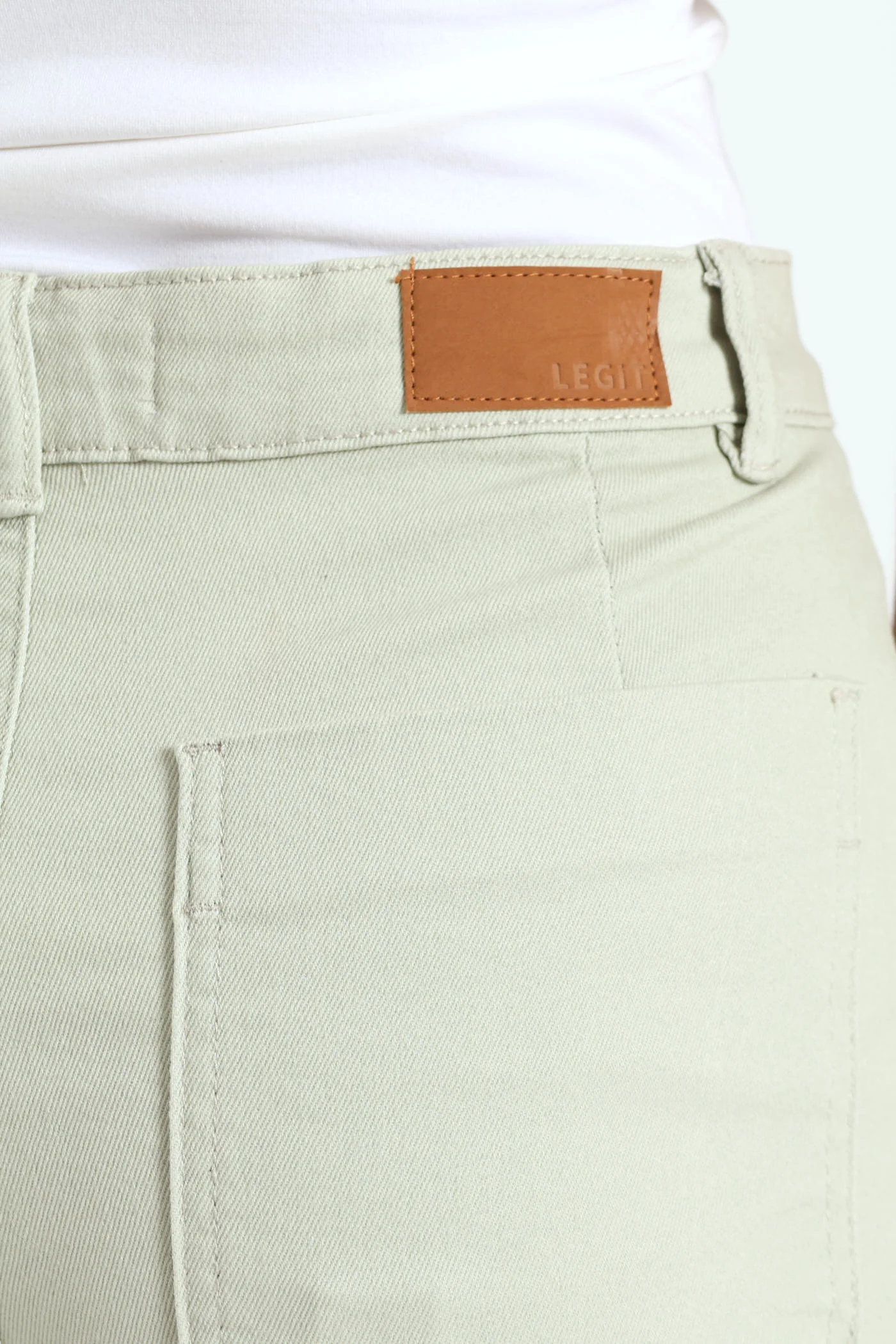 Gold Button Wide Leg Pants - Sage - Image 5