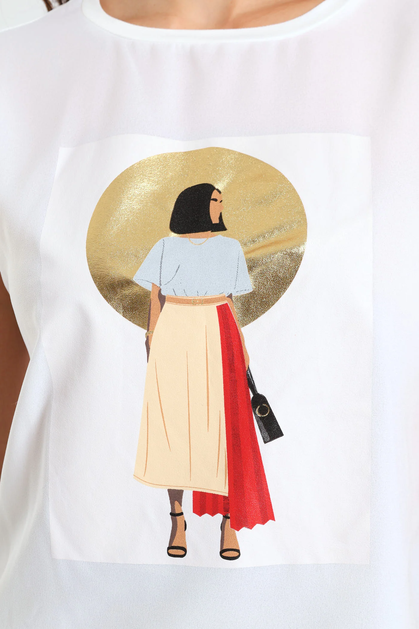 Gold Circle Combo Screen Tee - White - Image 4