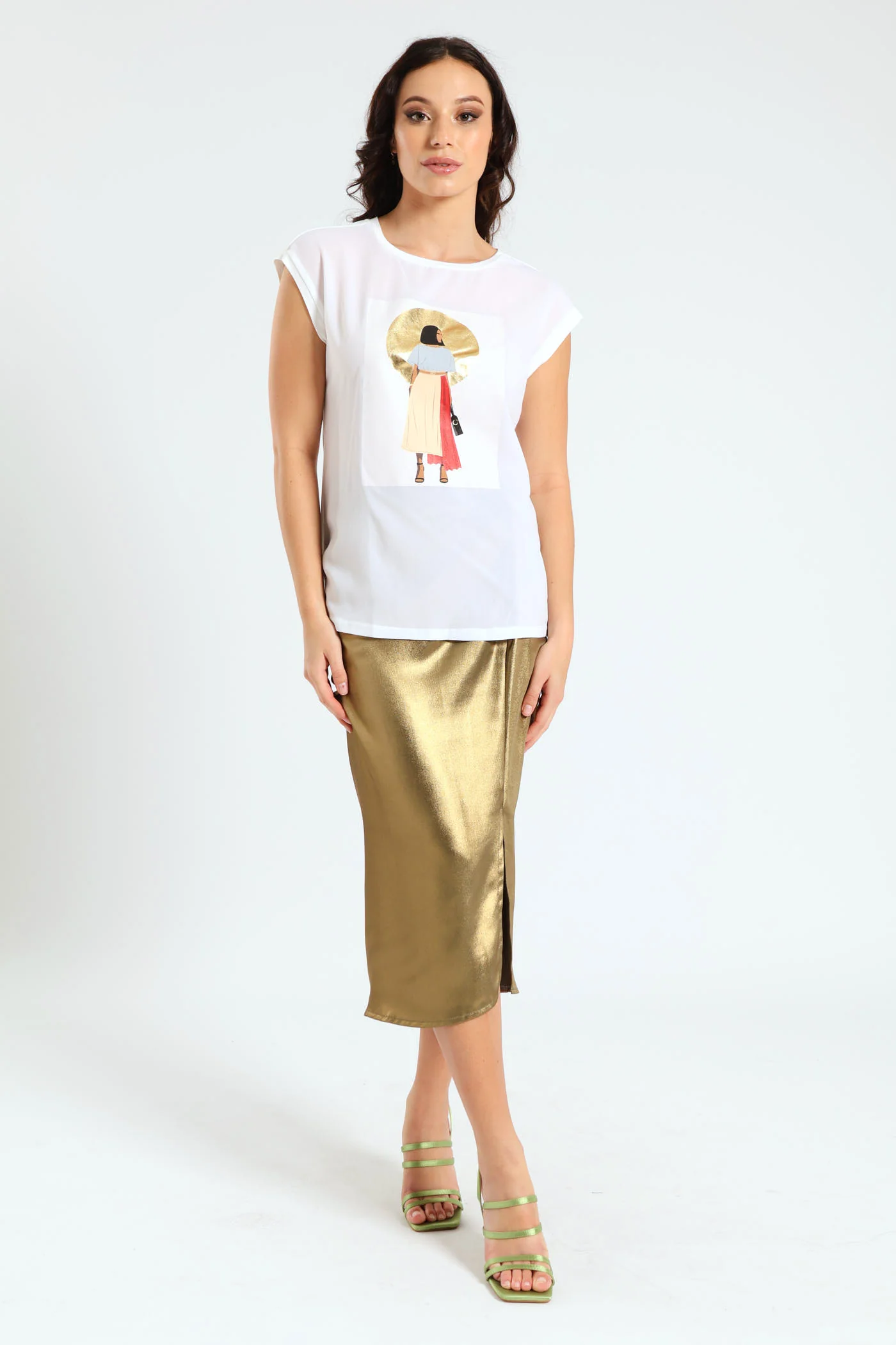 Gold Circle Combo Screen Tee - White - Image 5