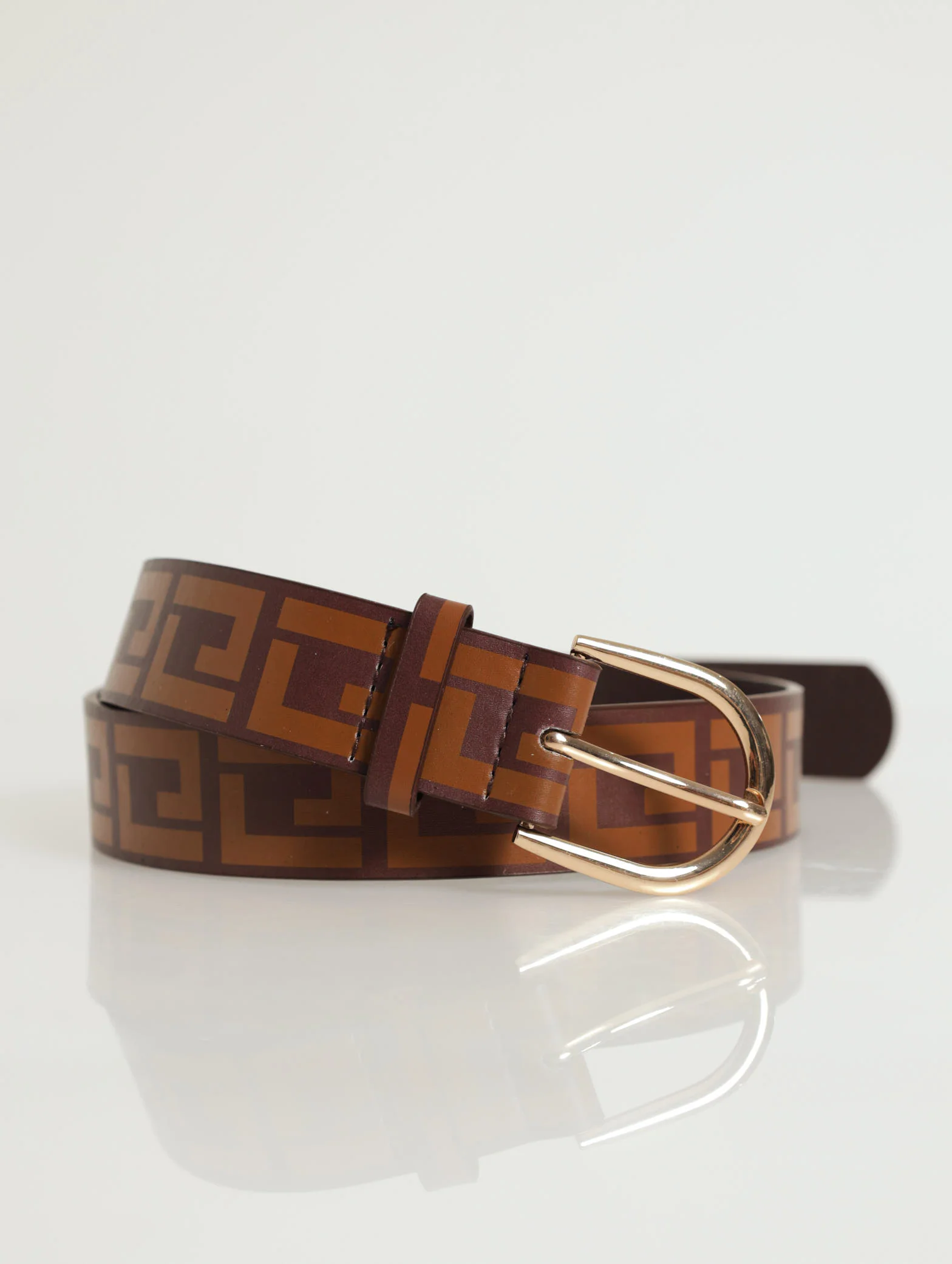 Gold Curved Buckle Pu Belt