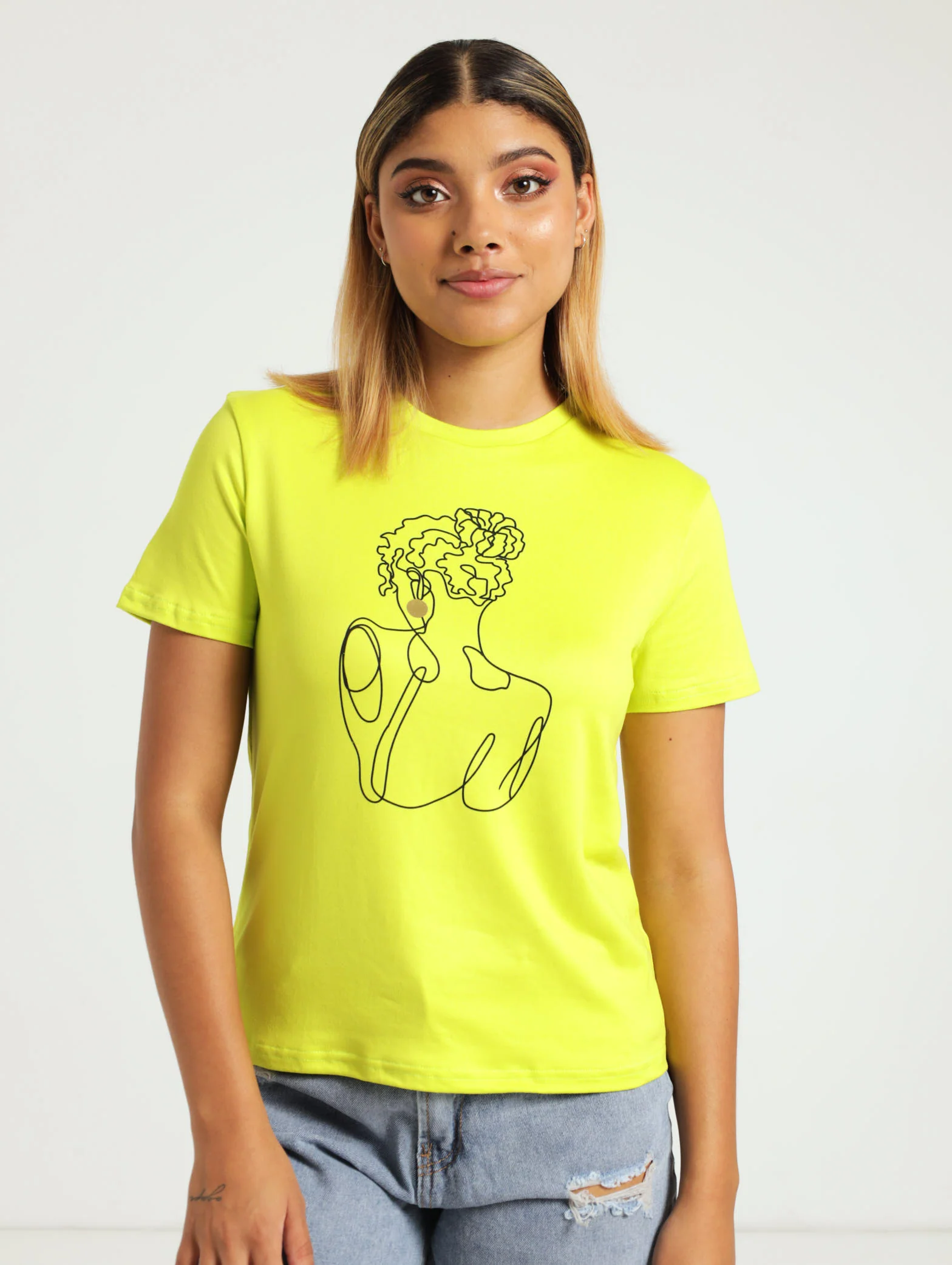 Gold Earring Fitted Tee