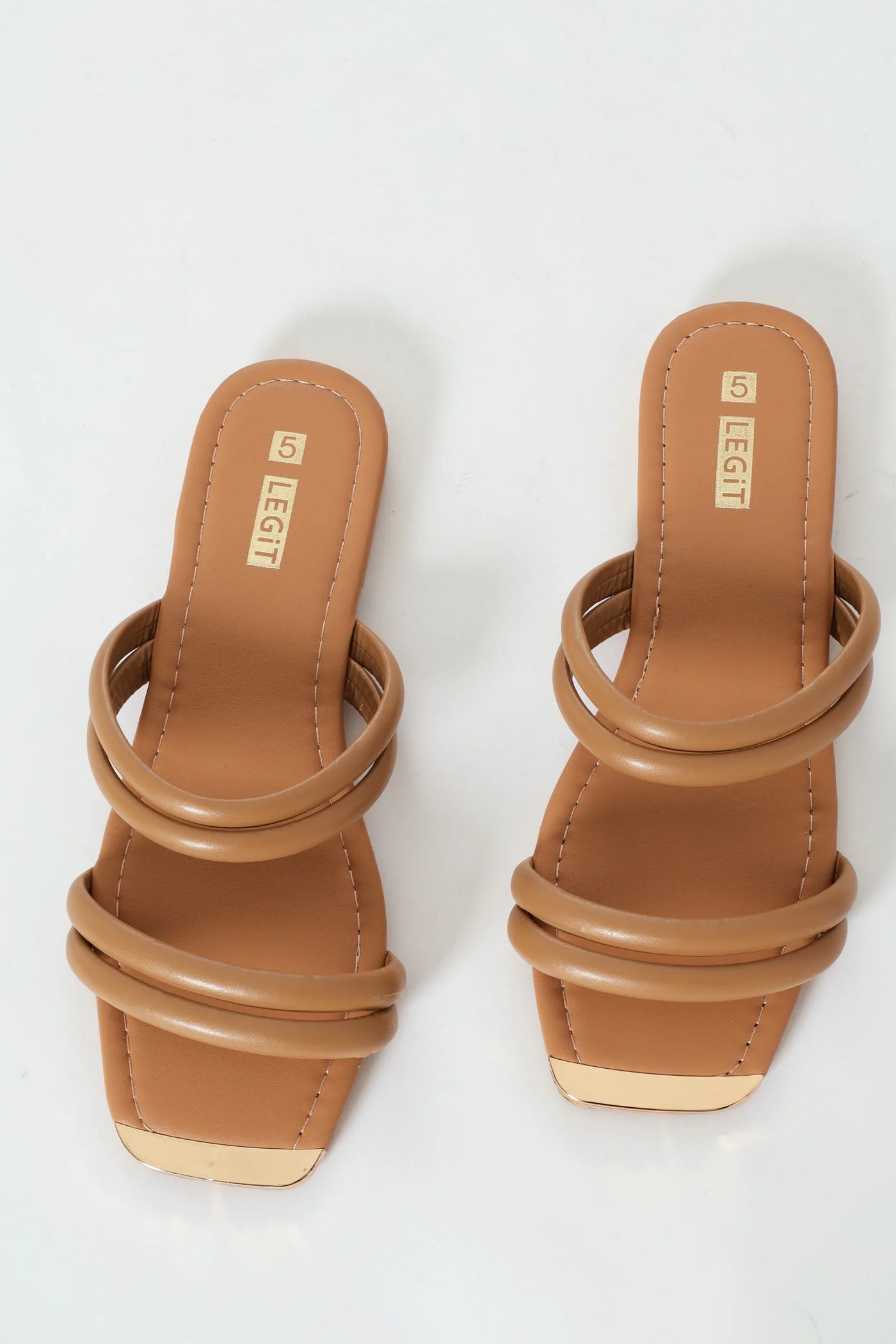 Gold Toe Cap Flat Double Multistrap Sandal - Taupe