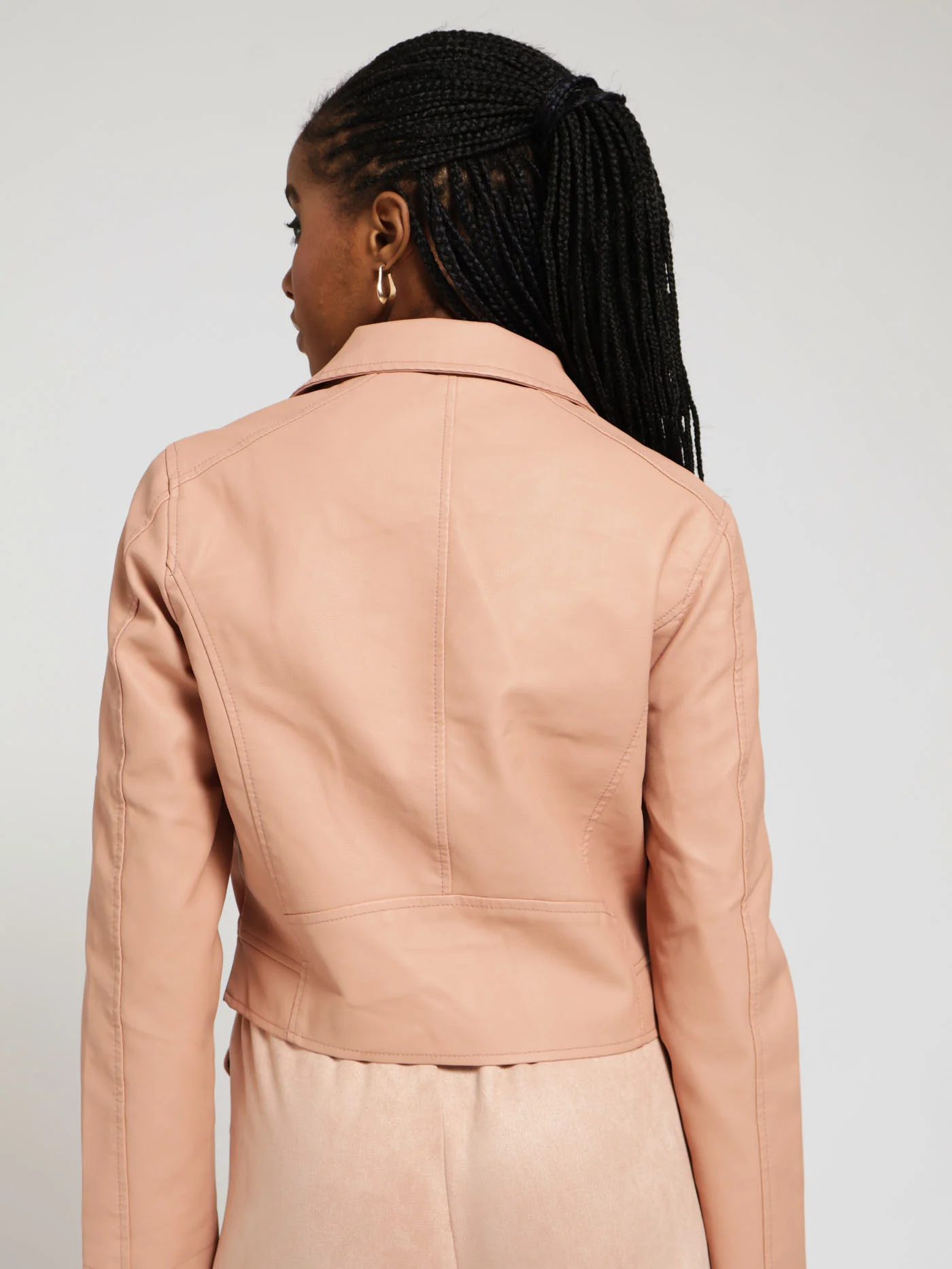 Gold Trim Biker Jacket - Blush - Image 3