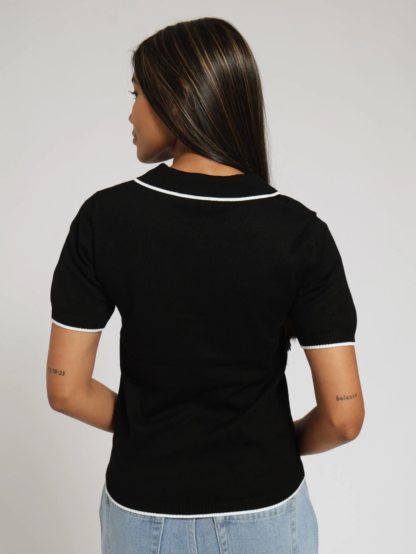 Golfer With Contrast Detail - Black - Image 3