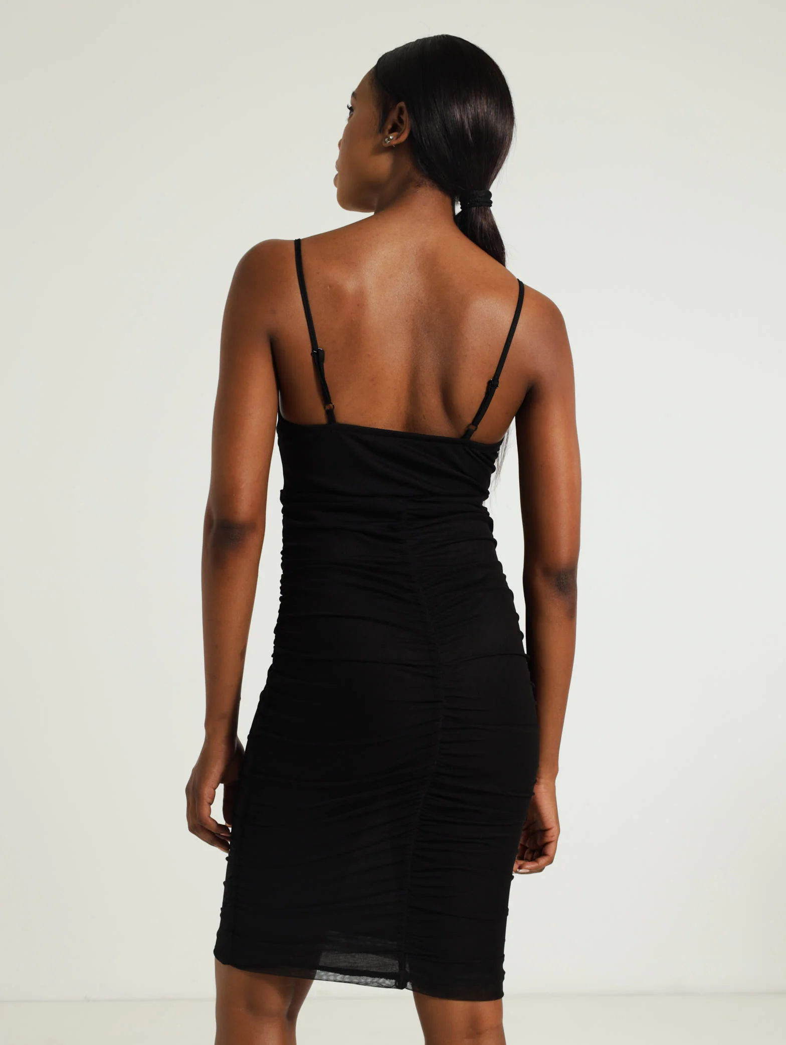 Guaged Panel Bodice Mesh Dress - Image 3