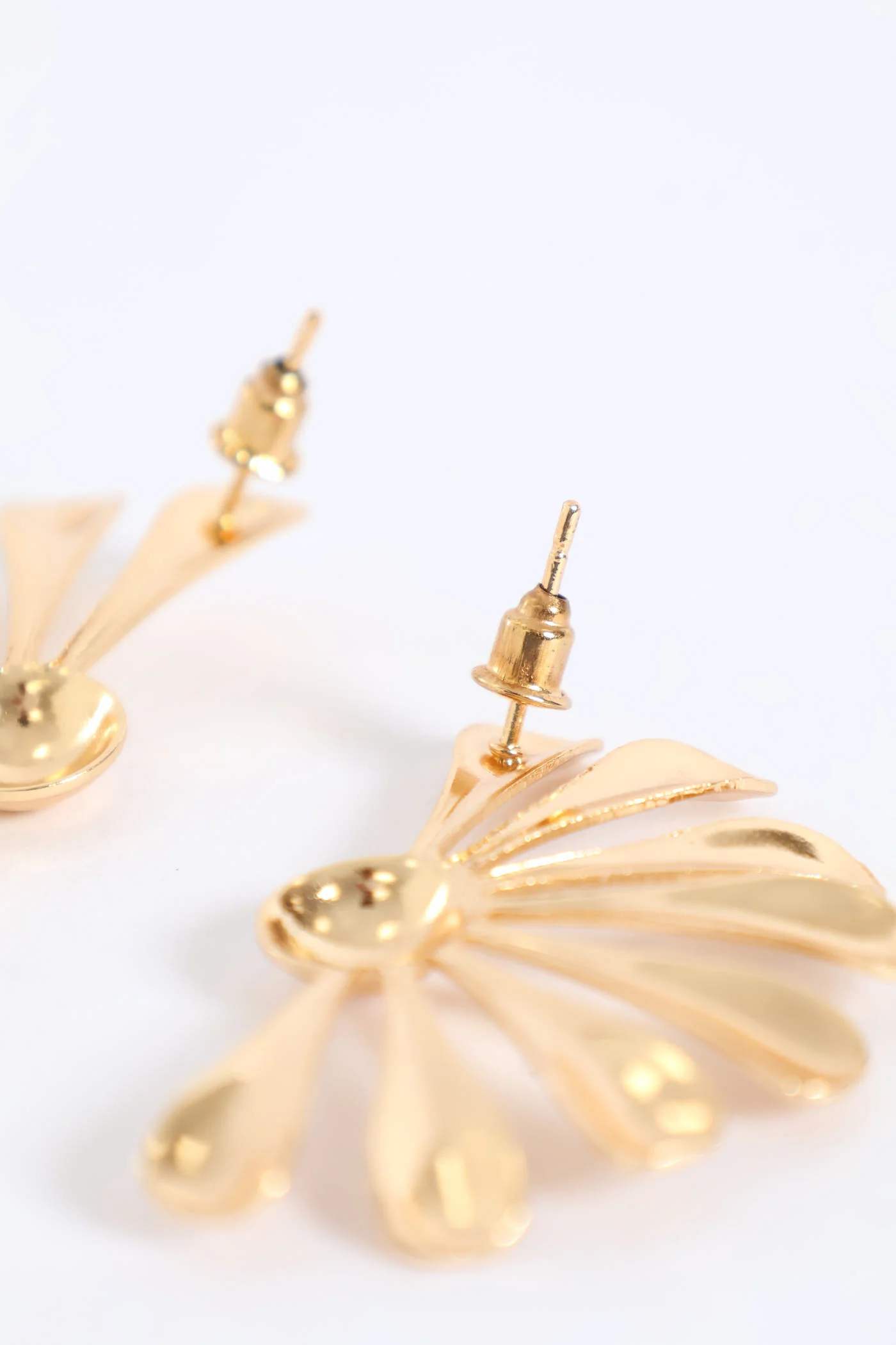Half Flower Statement Earrings - Gold - Image 3