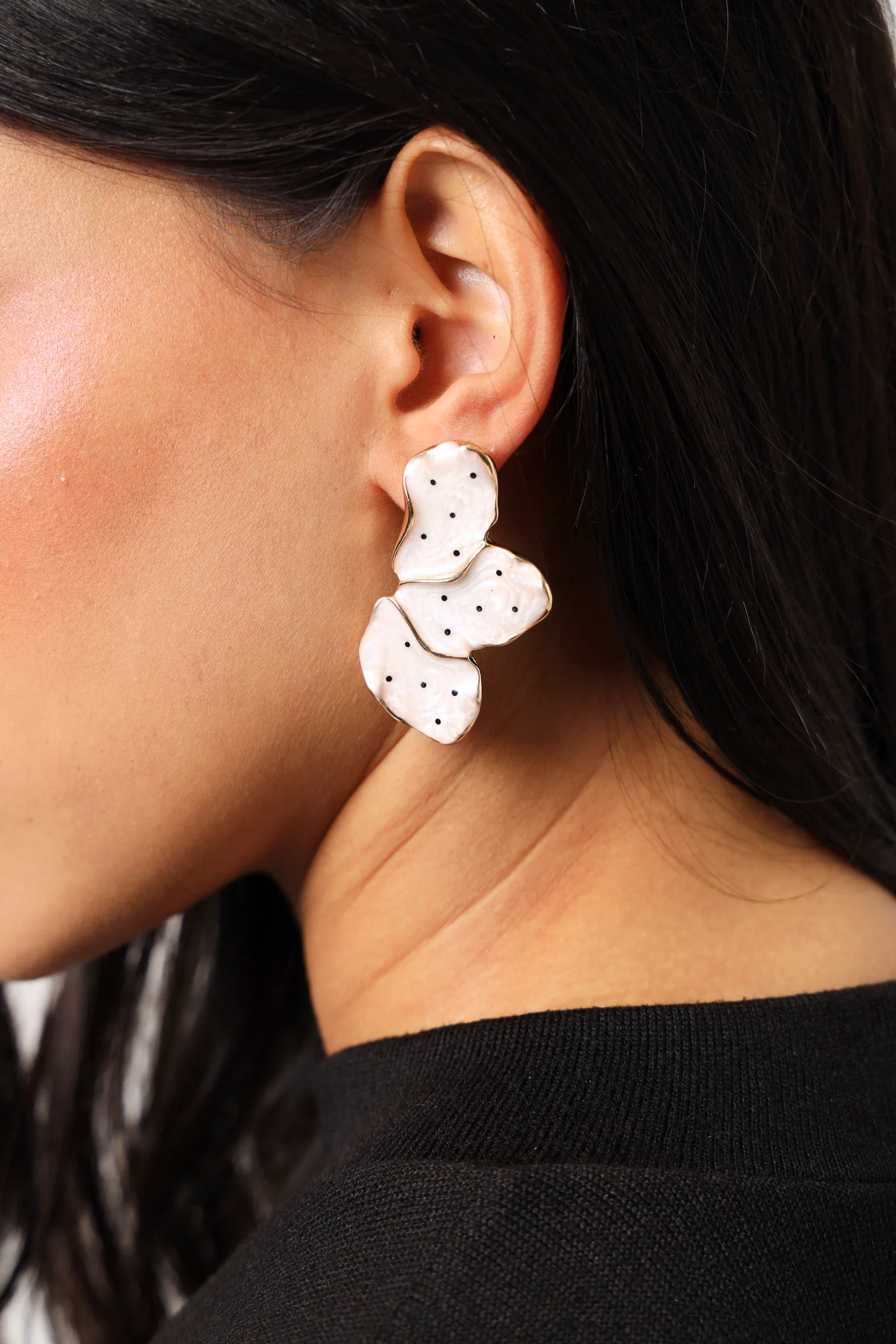 Half Flower Statement Earrings - Multi