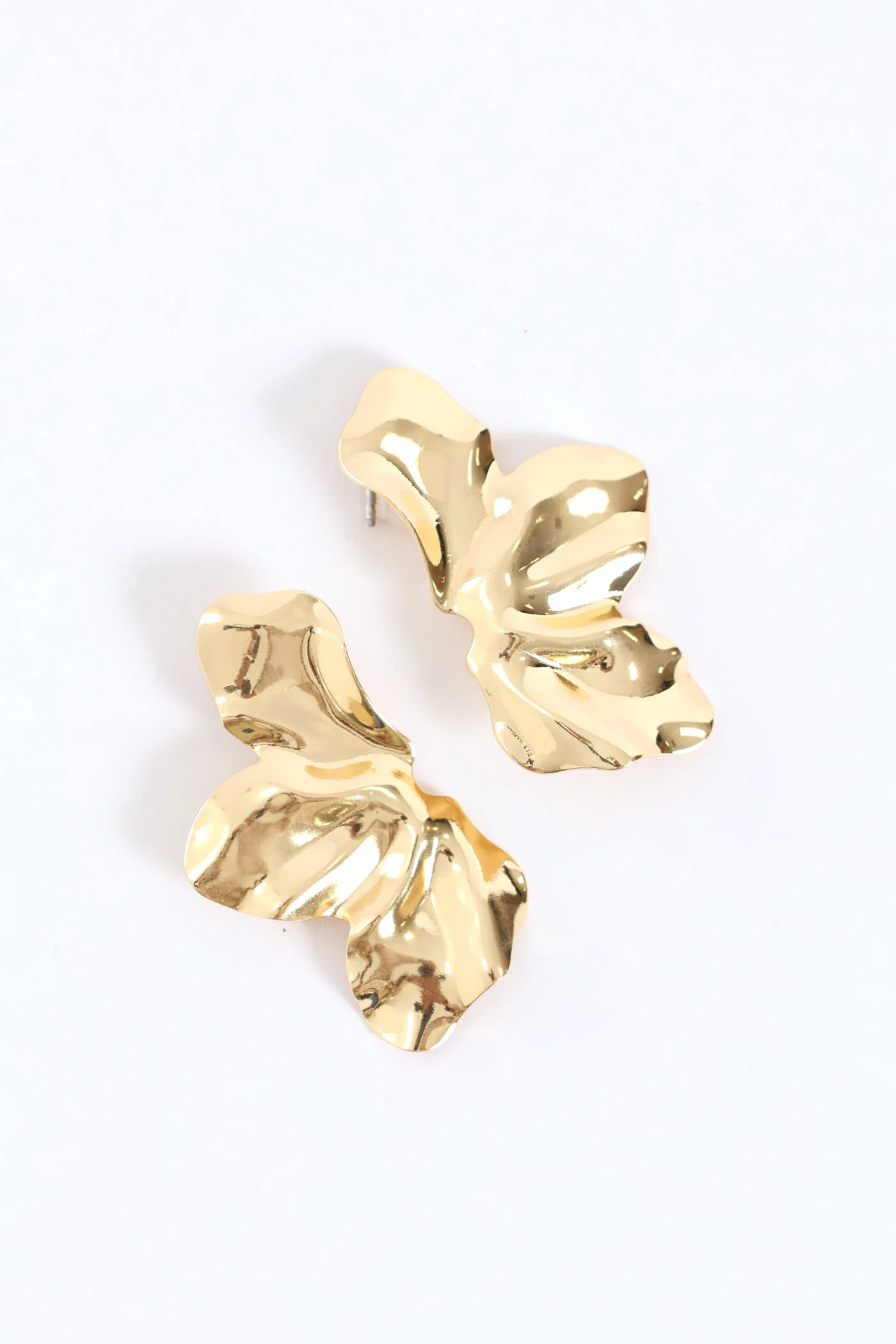 Half Petal Statement Earrings - Gold