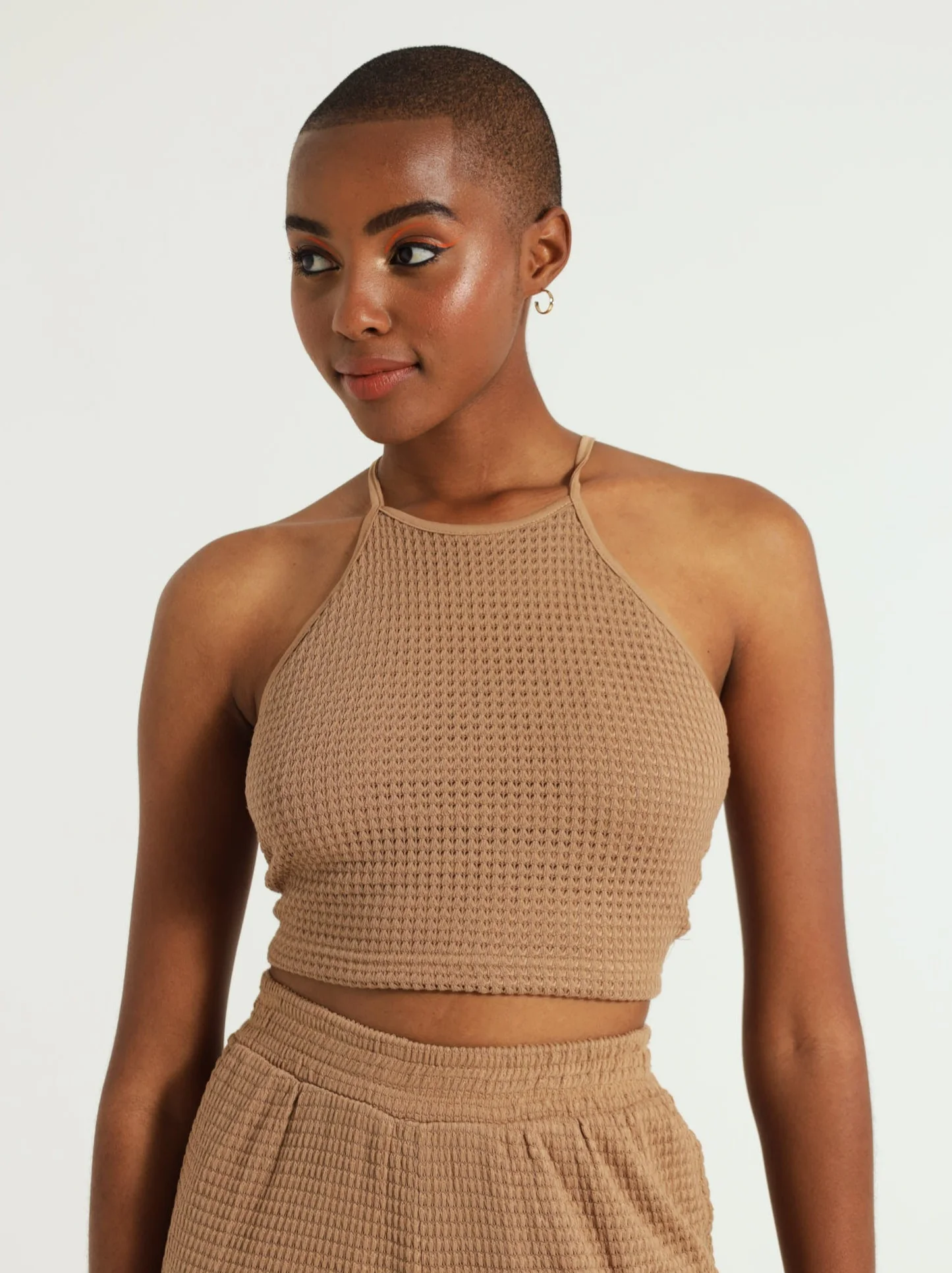 Halter Knit Crochet Look Top