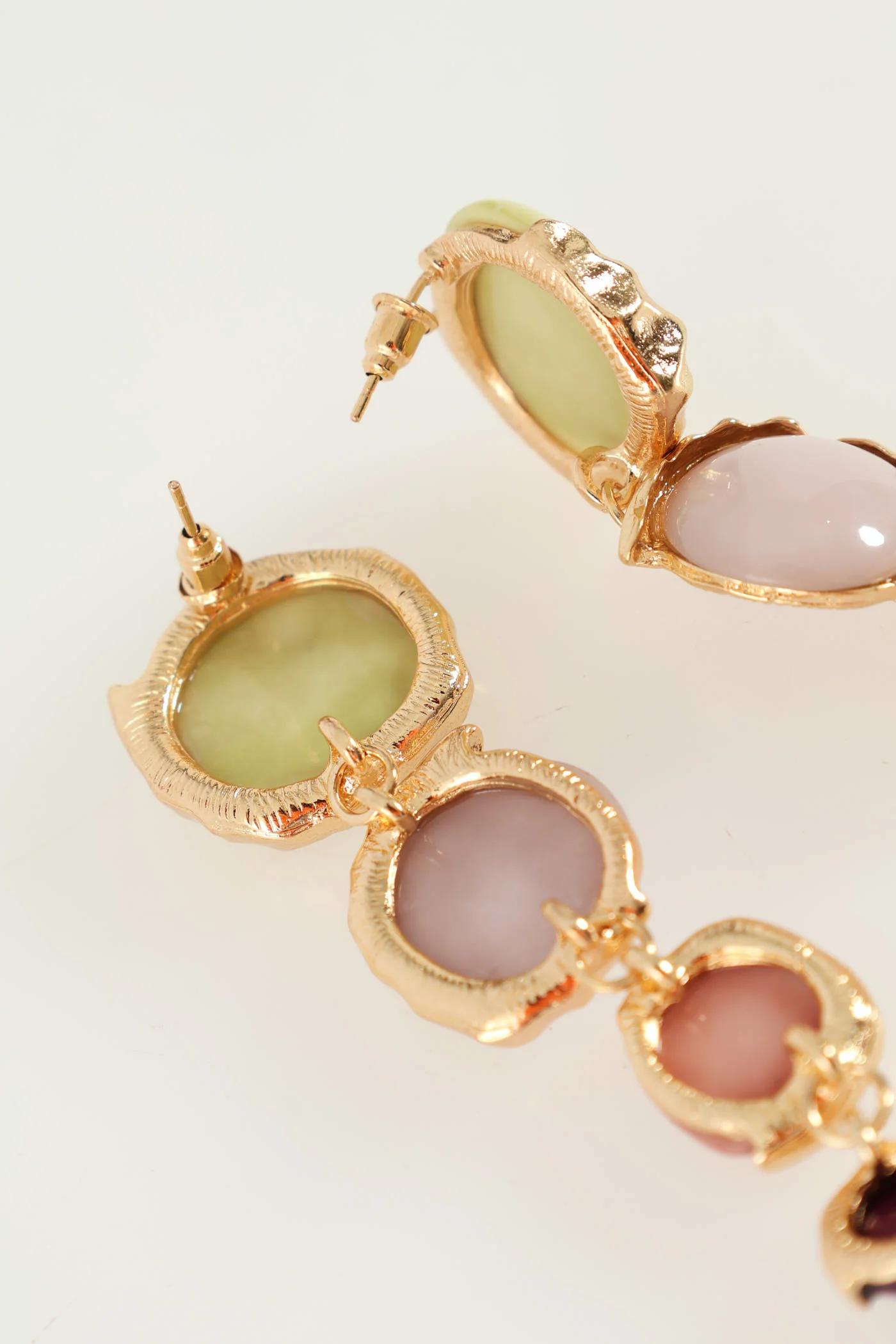 Hanging Precious Stone Statement Earring - Multi - Image 2