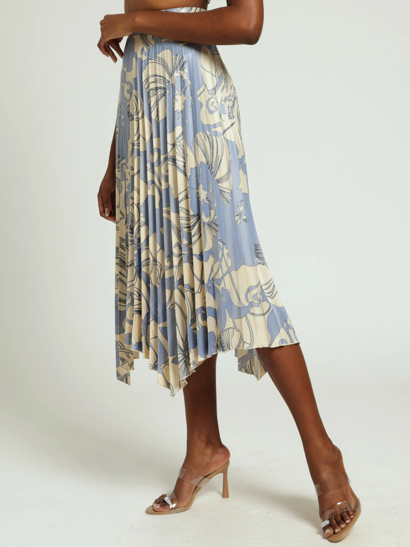 Hankey Hem Pleated Skirt - Dusty Blue - Image 3