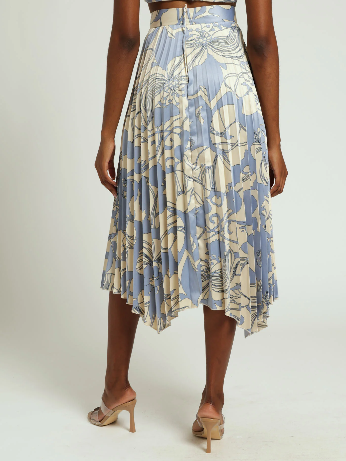 Hankey Hem Pleated Skirt - Dusty Blue - Image 4