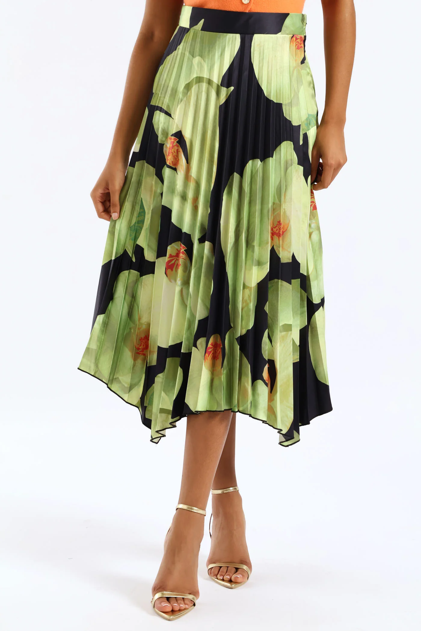 Hankey Hem Pleated Skirt - Multi