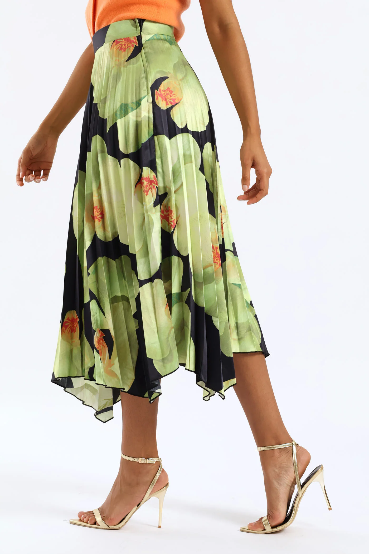 Hankey Hem Pleated Skirt - Multi - Image 3