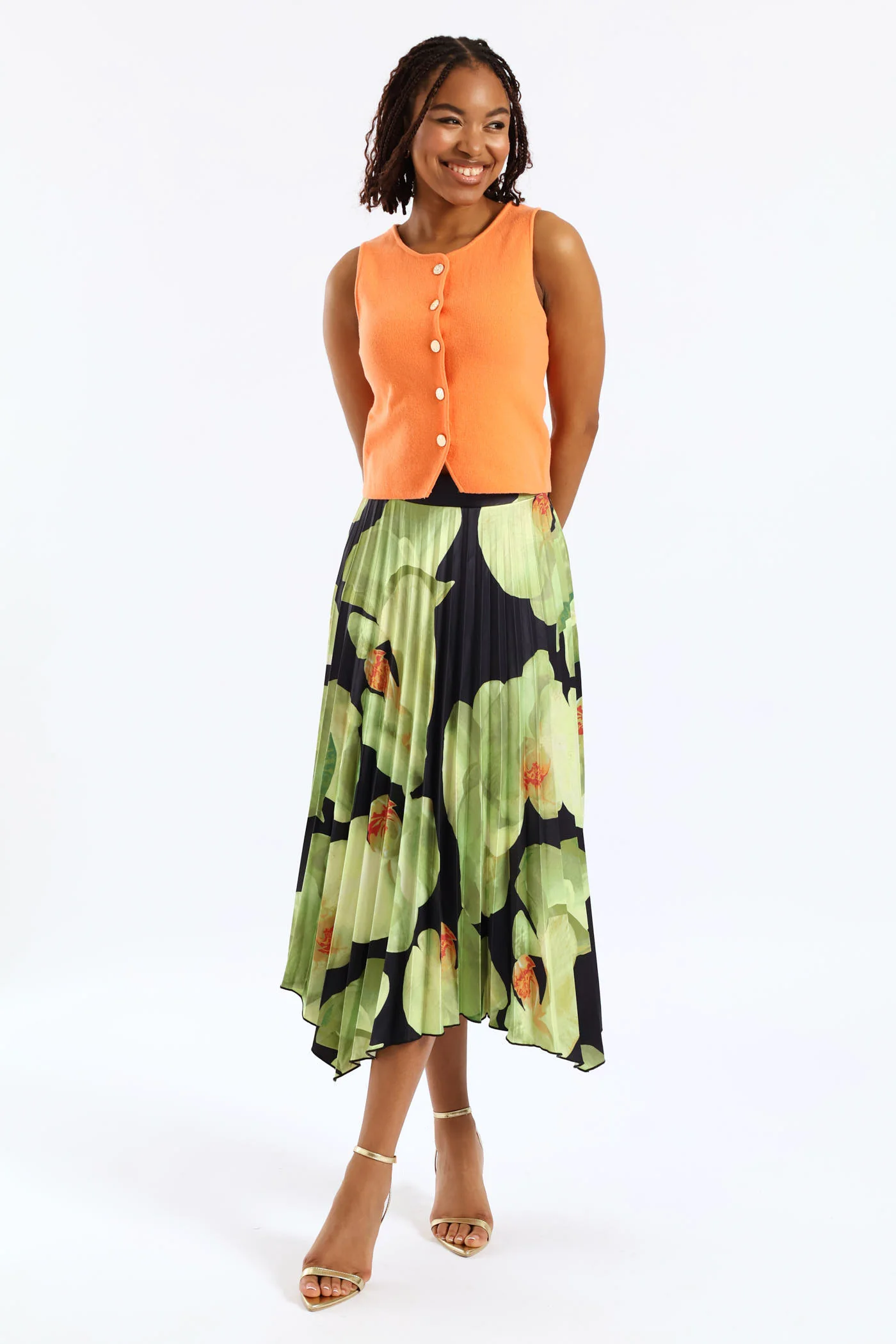 Hankey Hem Pleated Skirt - Multi - Image 5