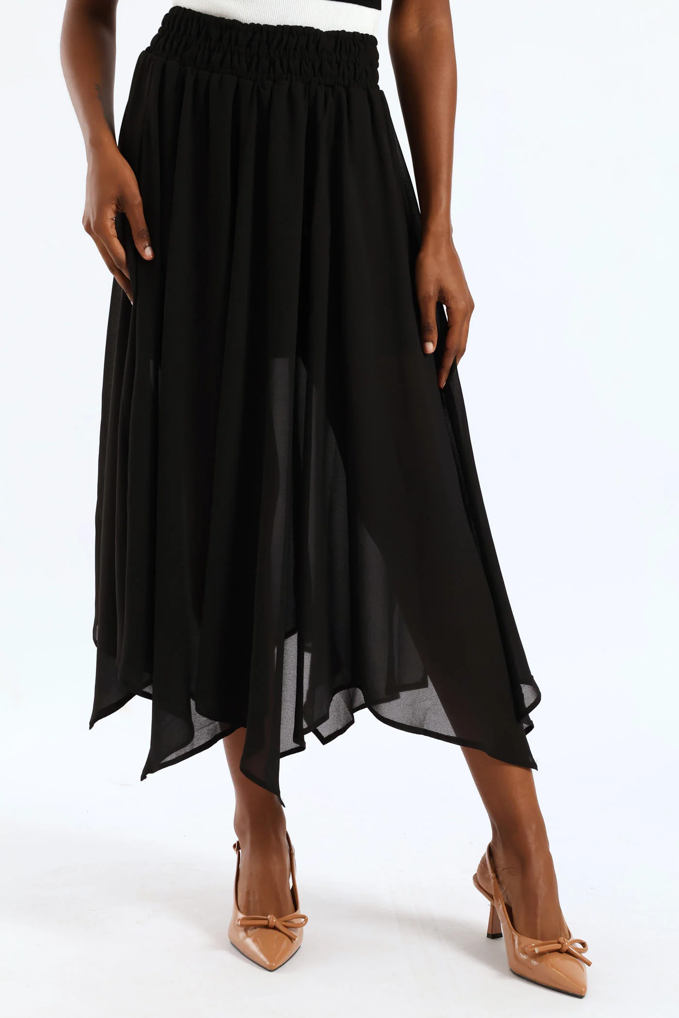 Hanky Hem Chiffon Skirt - Black