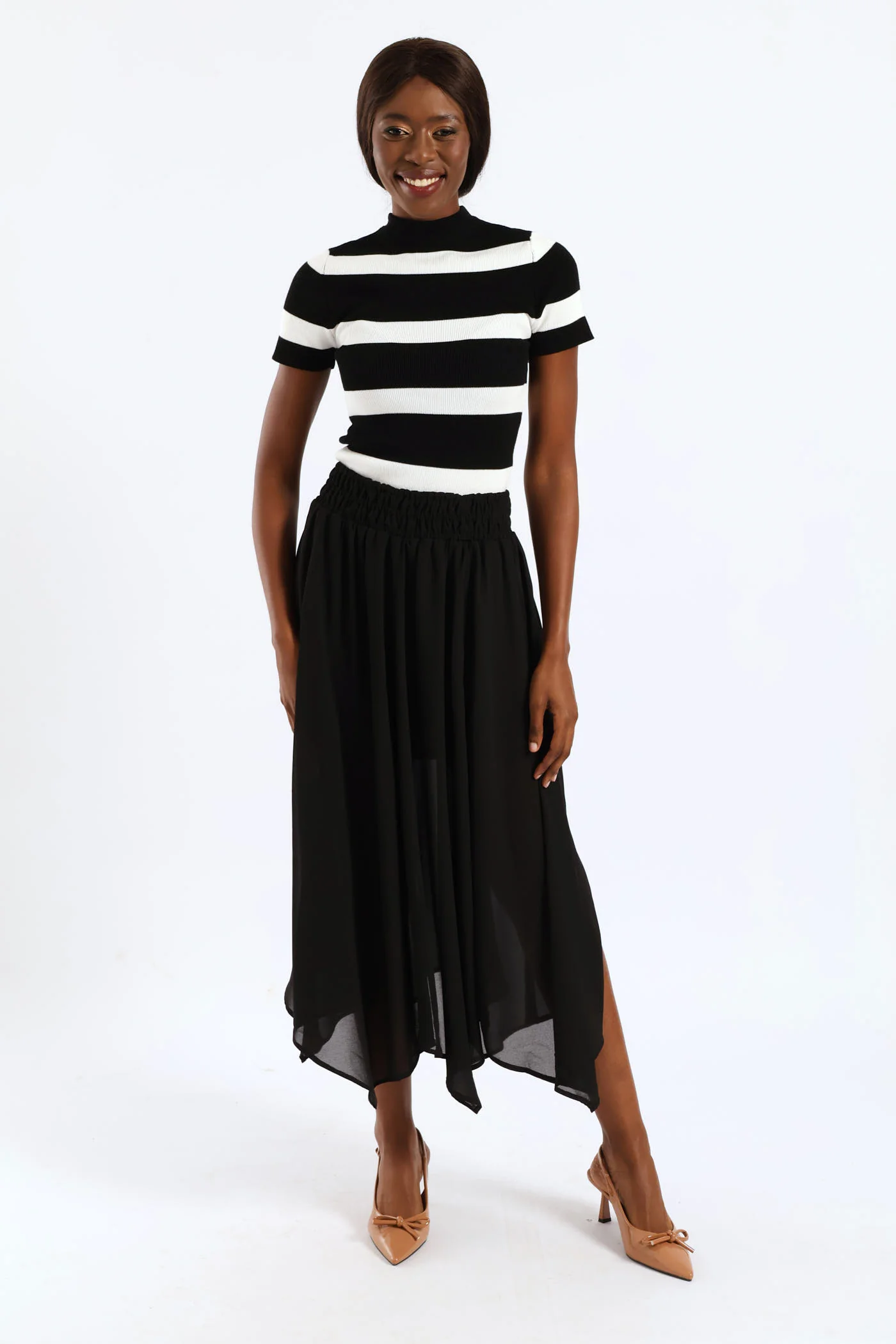 Hanky Hem Chiffon Skirt - Black - Image 3