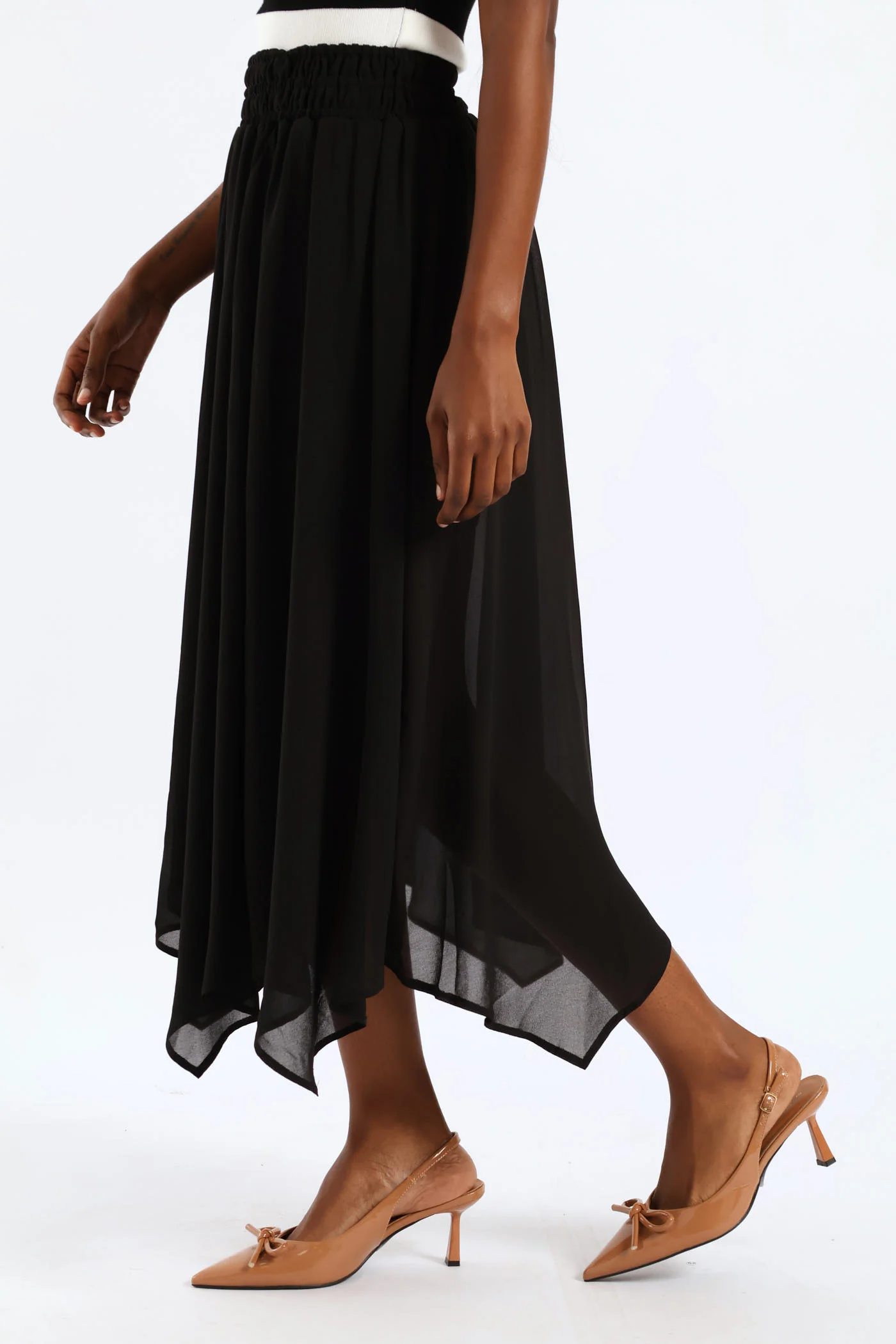 Hanky Hem Chiffon Skirt - Black - Image 4