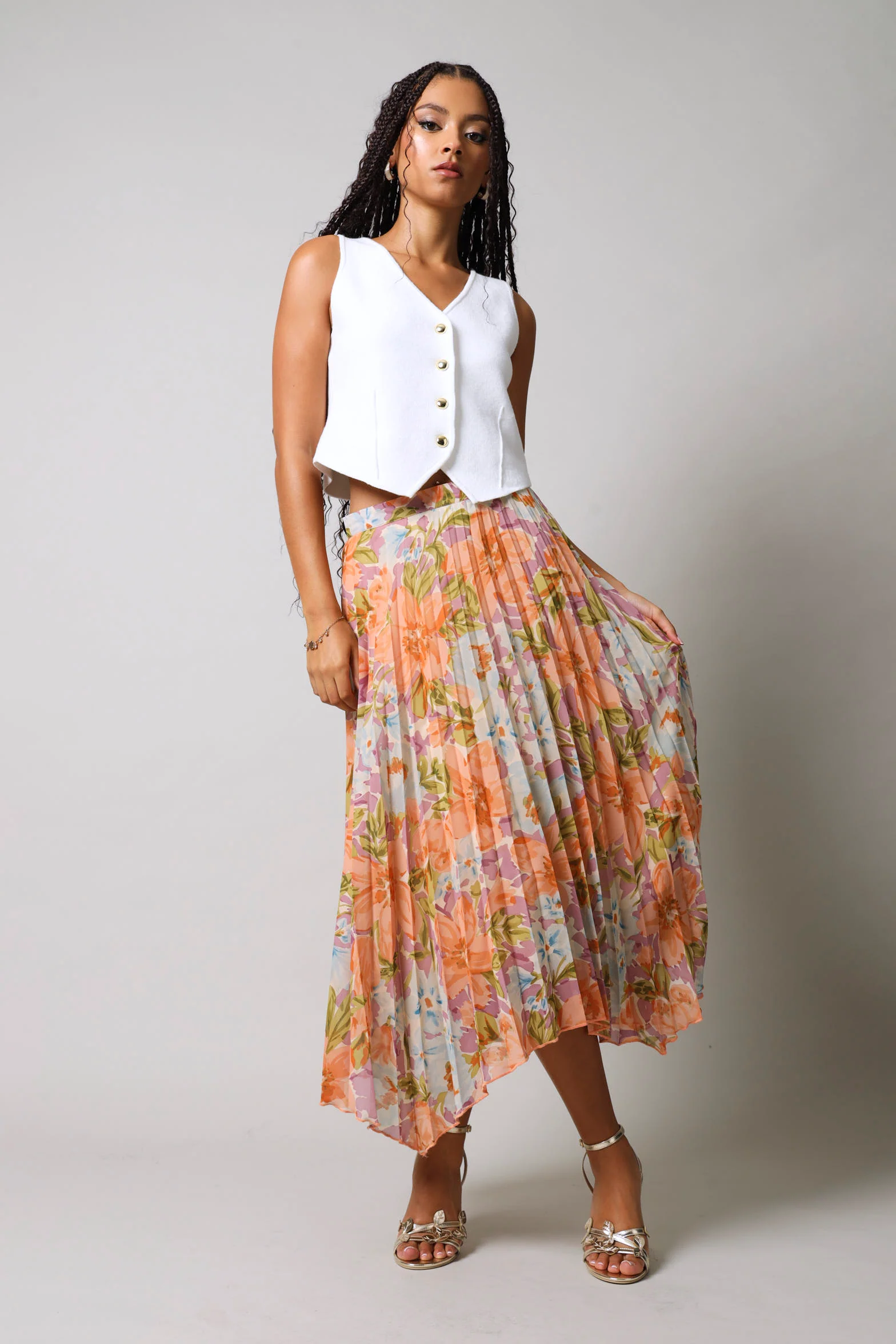 Hanky Hem Chiffon Skirt - Floral - Image 2