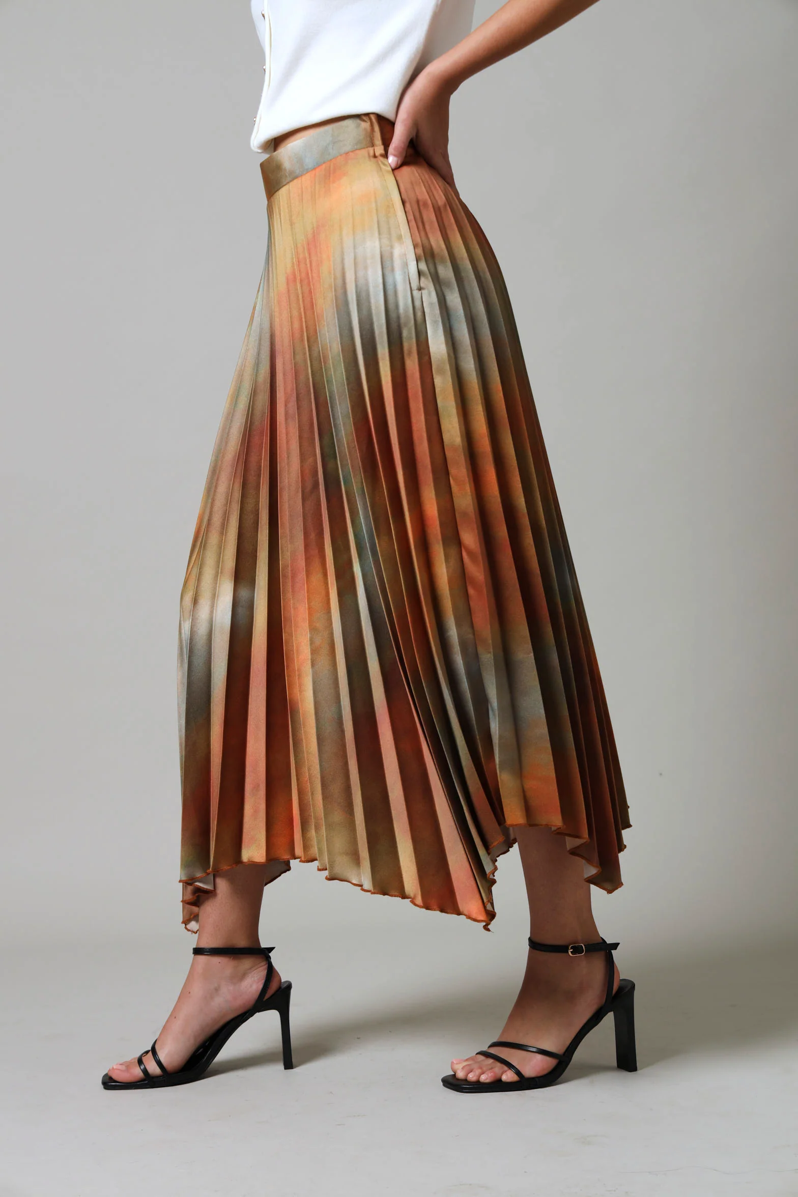 Hanky Hem Pleated Skirt - Multi - Image 4