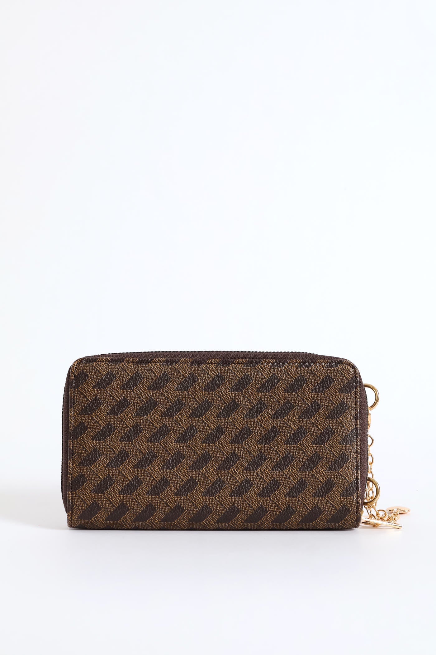 Heart Charm Monogram Cellphone Satchel Bag - Brown - Image 3