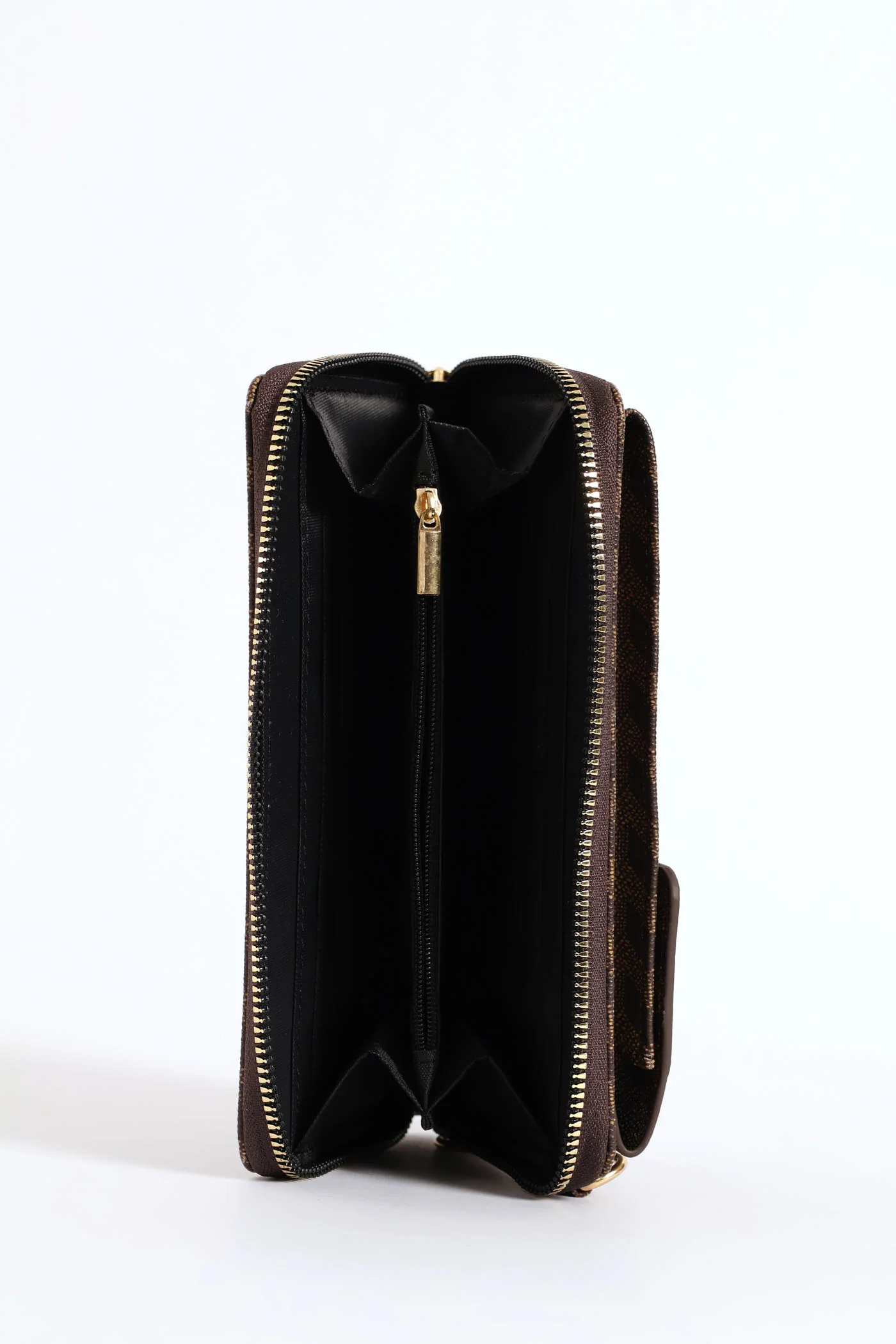 Heart Charm Monogram Cellphone Satchel Bag - Brown - Image 5