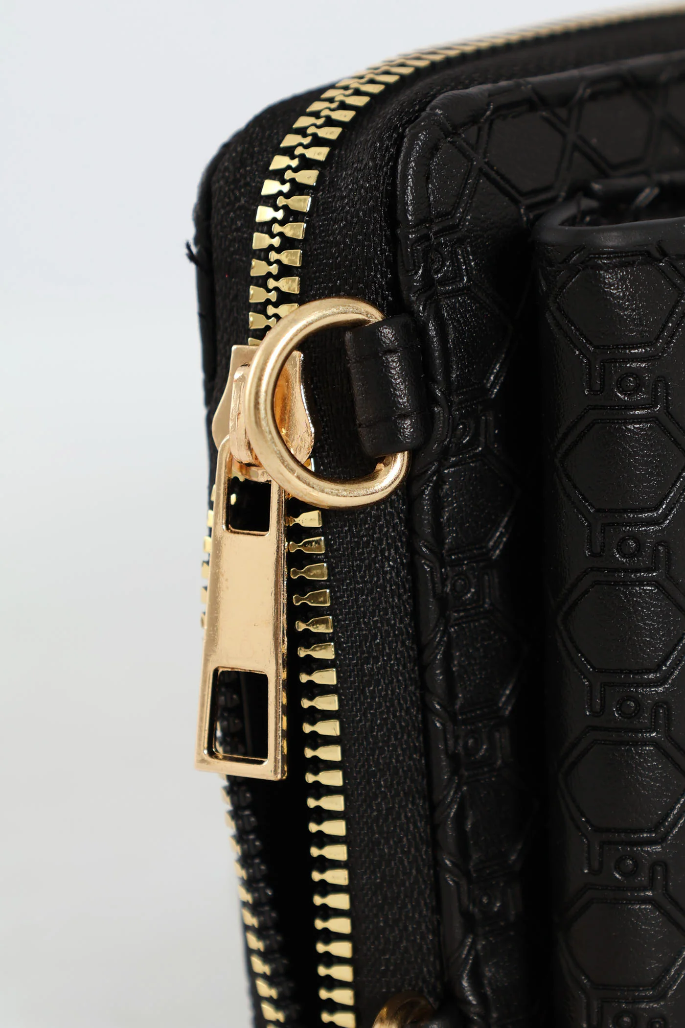 Heart Charm Monogram Embossed Cellphone Satchel Bag - Black - Image 5