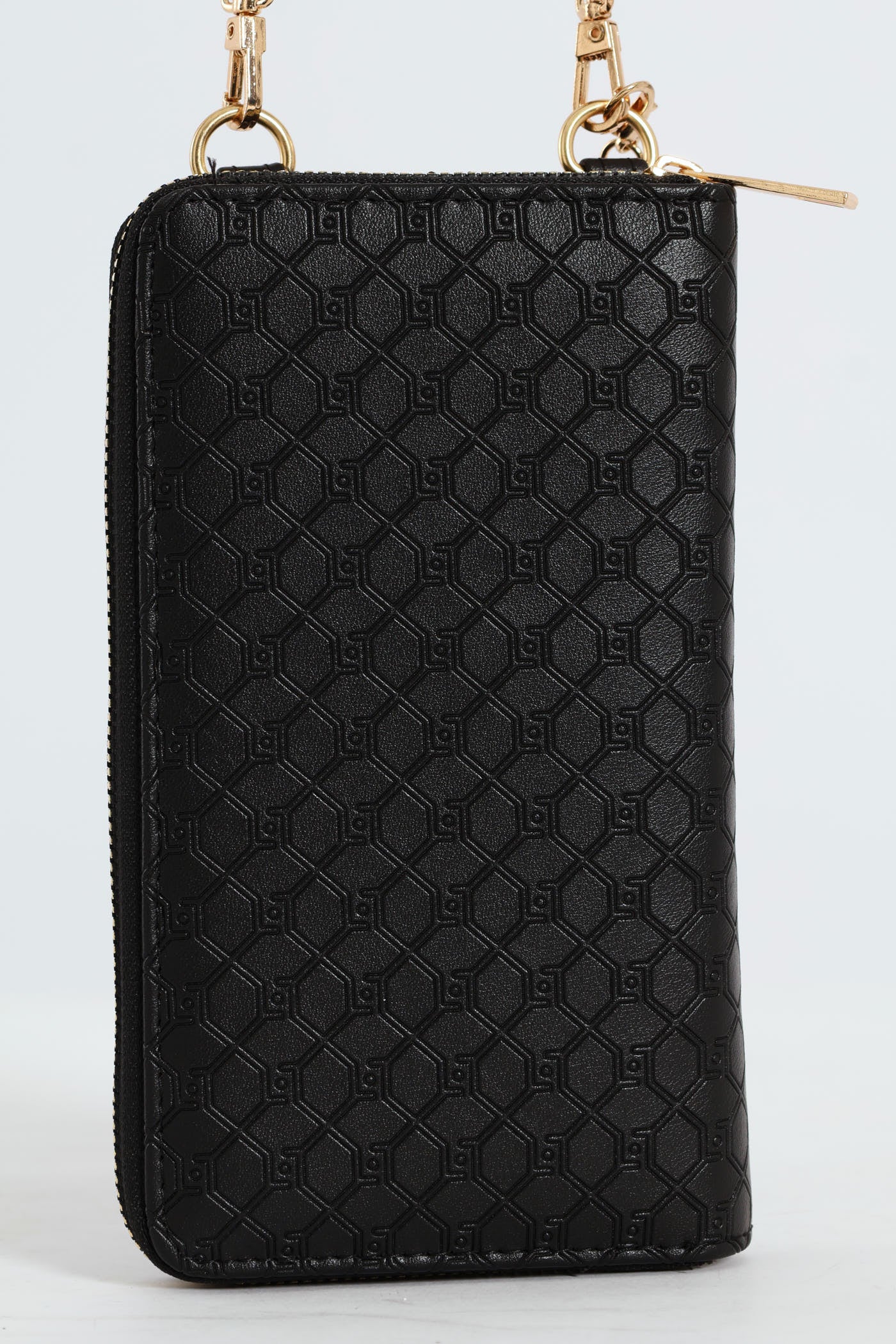 Heart Charm Monogram Embossed Cellphone Satchel Bag - Black - Image 7