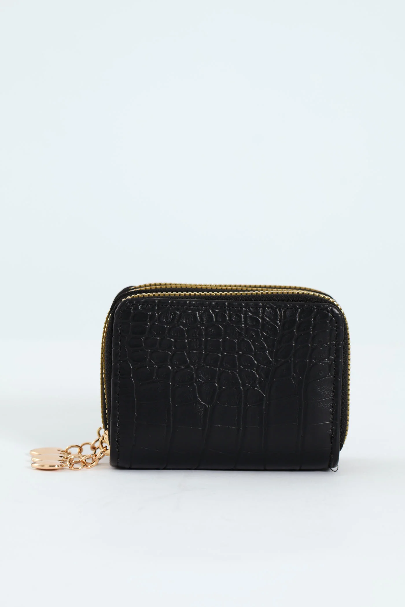 Heart Charm Triple Zip Wallet - Blackmail