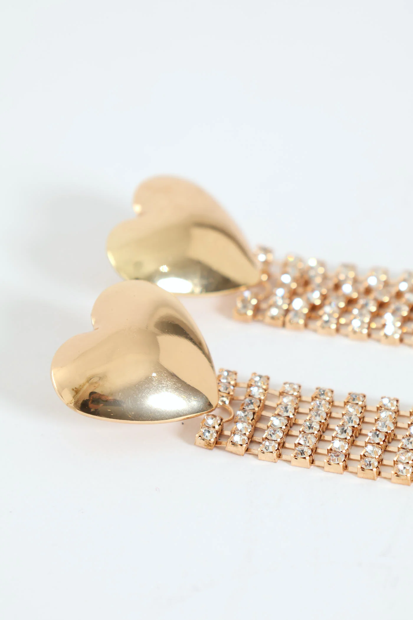 Heart Diamante Glitz Earrings - Gold - Image 2