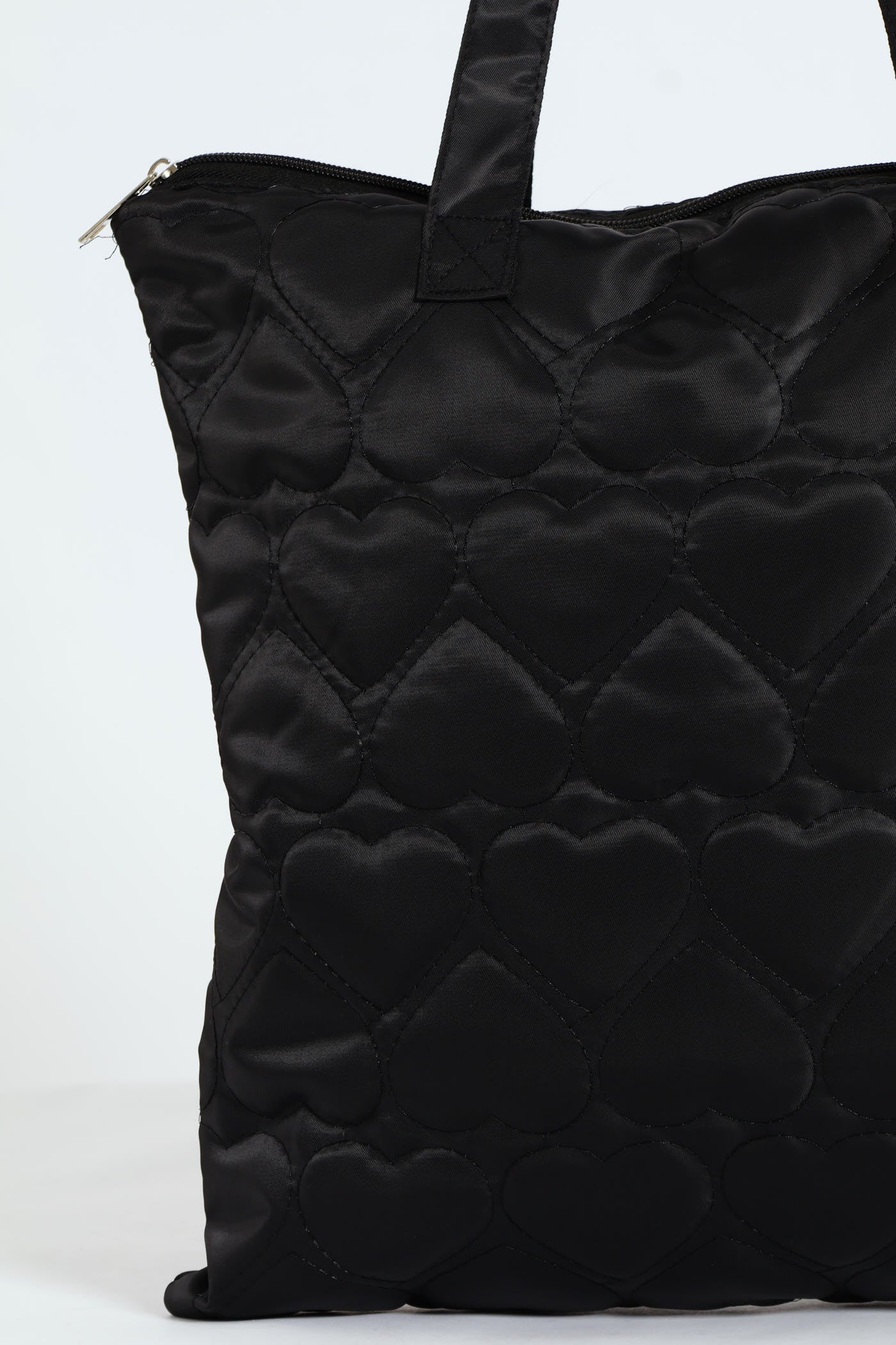 Heart Embroidered Shopper Bag - Black - Image 3