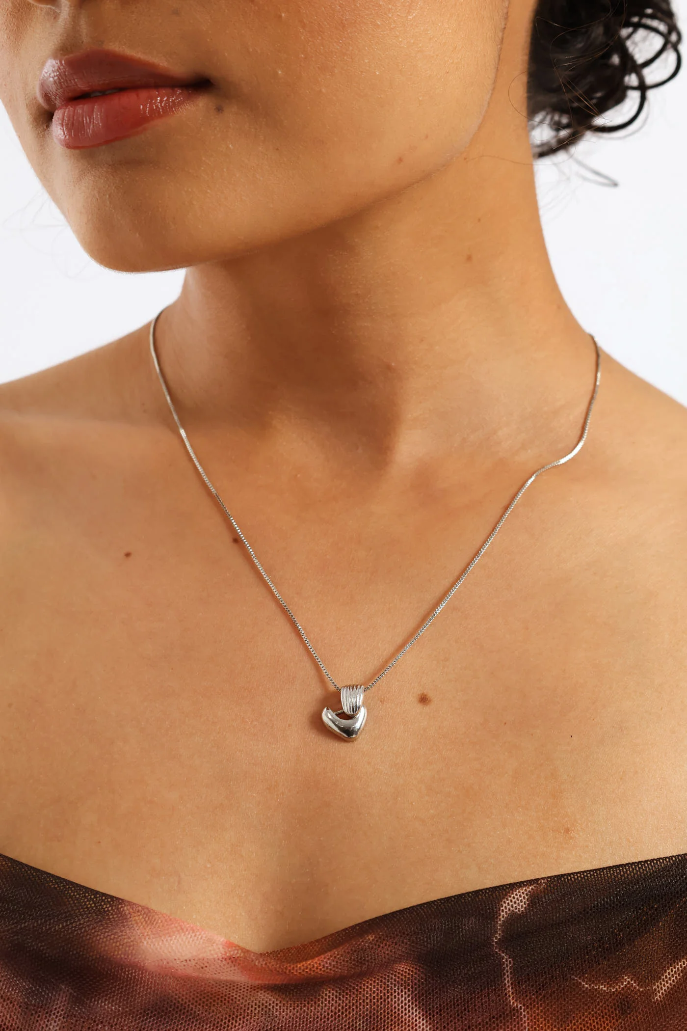 Heart Pendant Necklace - Silver