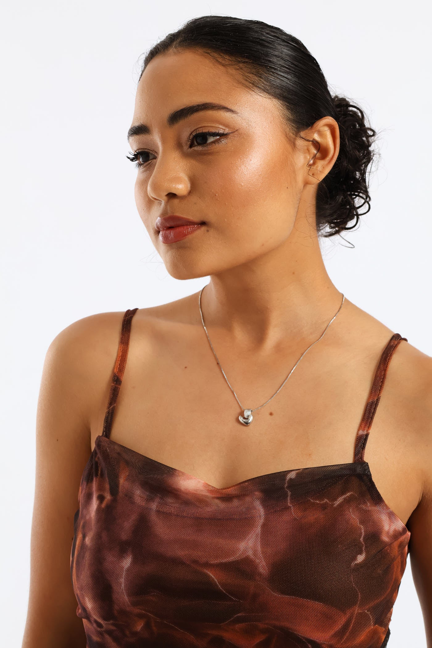Heart Pendant Necklace - Silver - Image 4