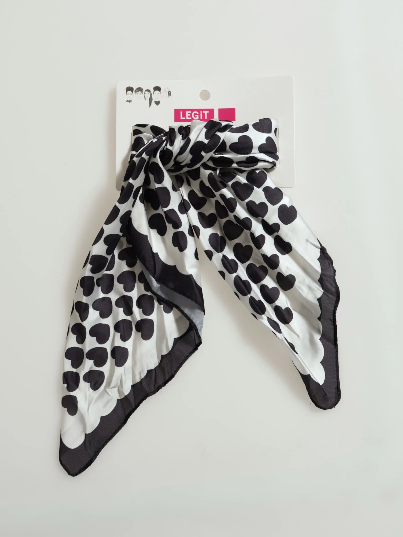 Heart Print Scarf - Black/White