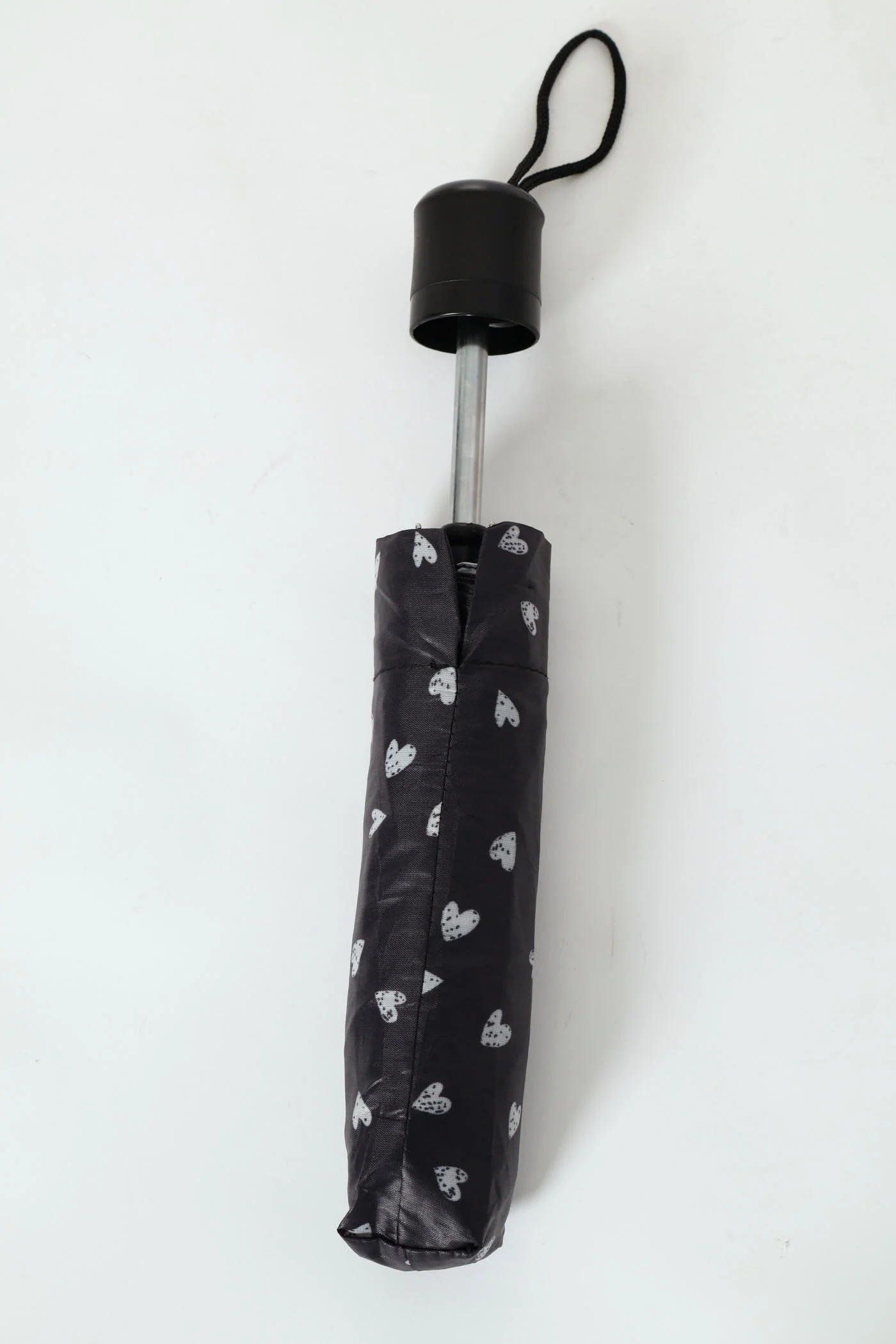 Heart Print Umbrella - Black