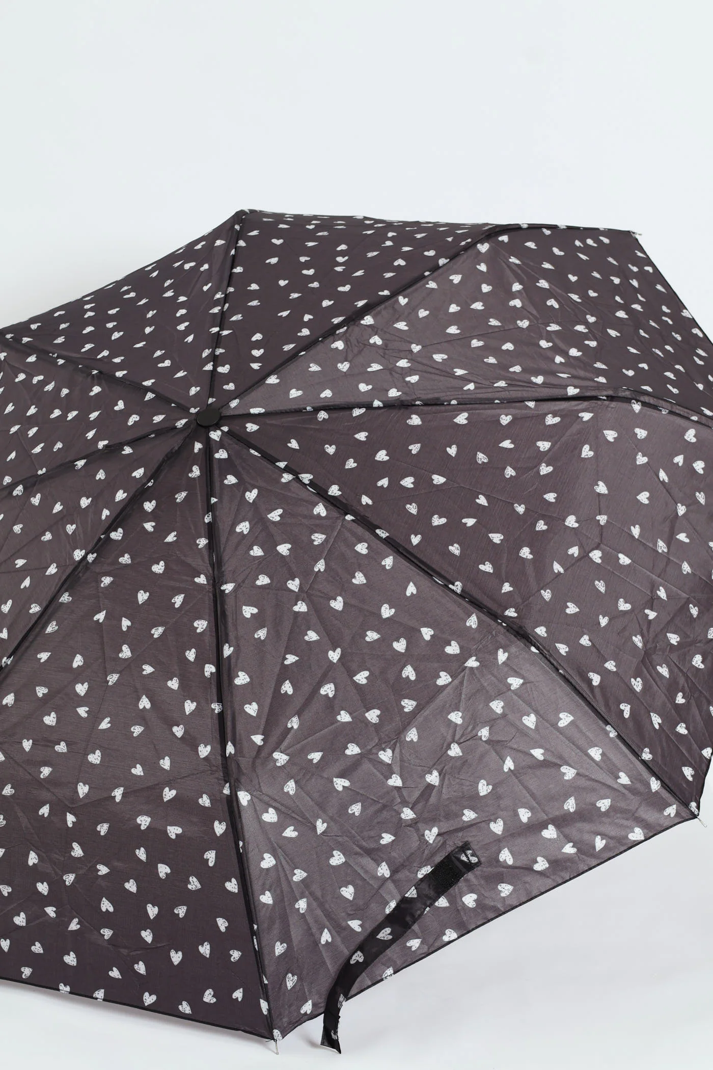 Heart Print Umbrella - Black - Image 2