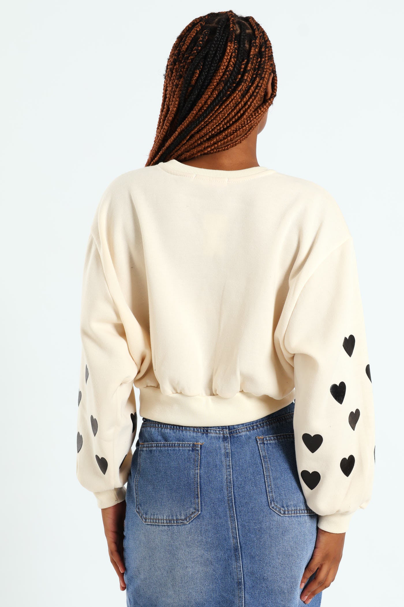 Heart Sleeve Fleece Pullover - Cream - Image 2
