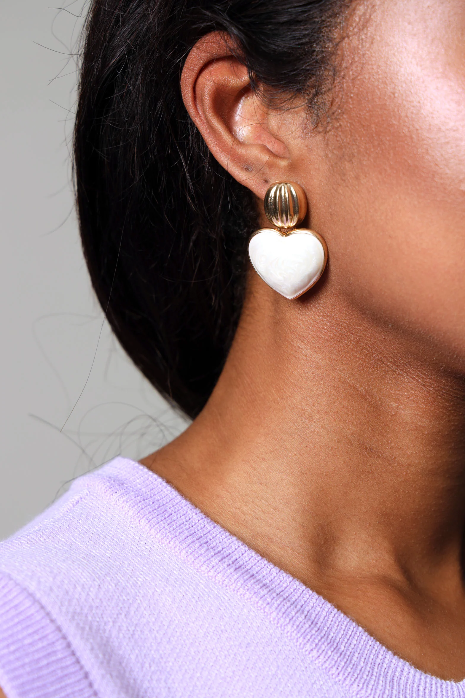 Heart Statement Earring - Gold