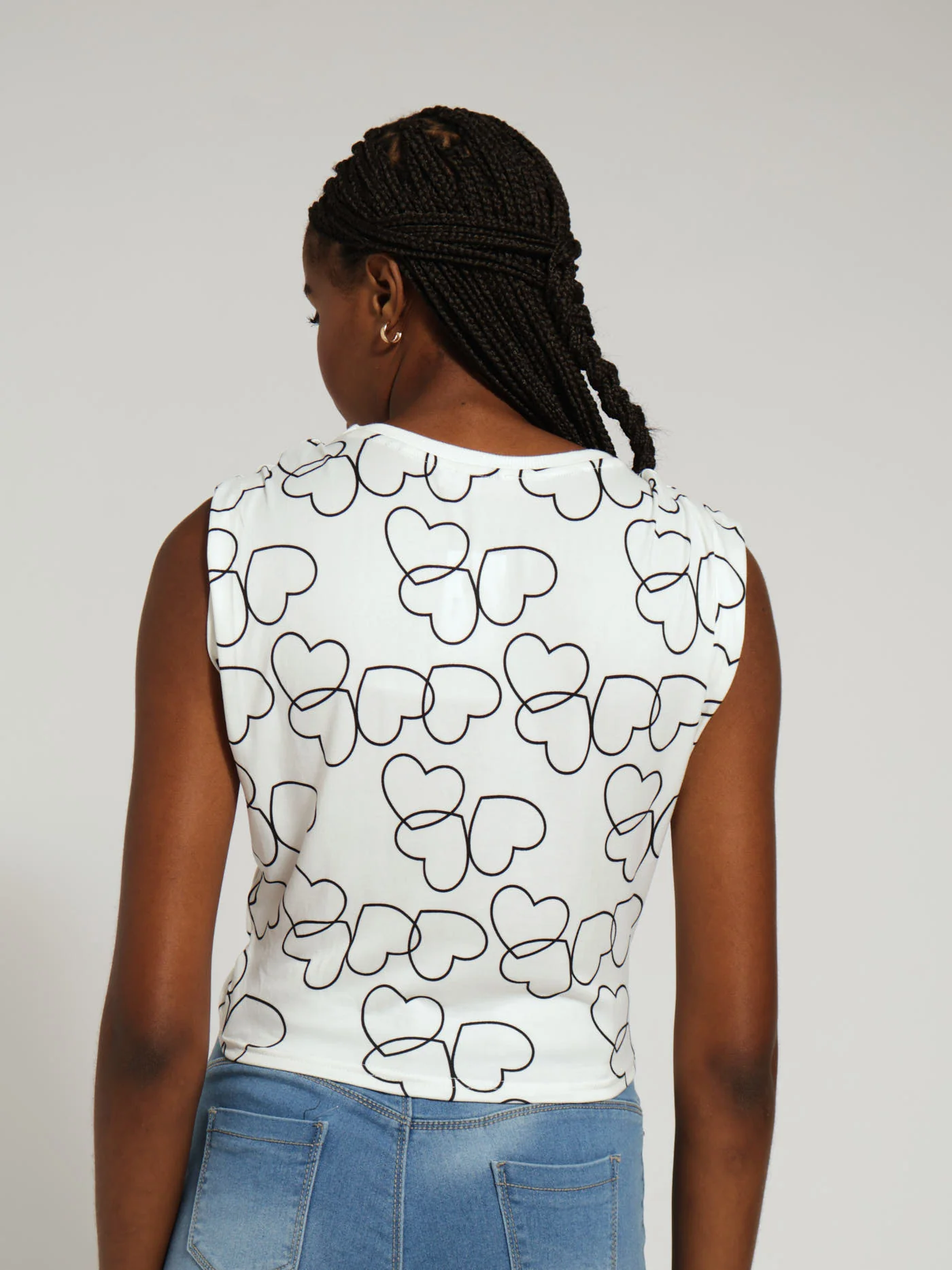 Heart Twist Front Top - White/Black - Image 3