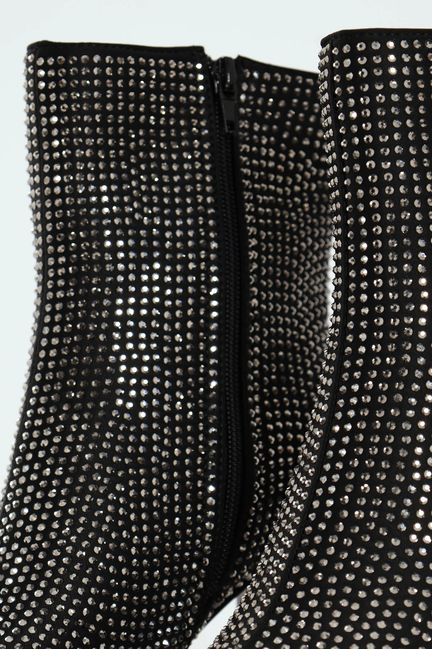 Heeled Ankle Pointy Diamante Sock Boot - Gunmetal - Image 5