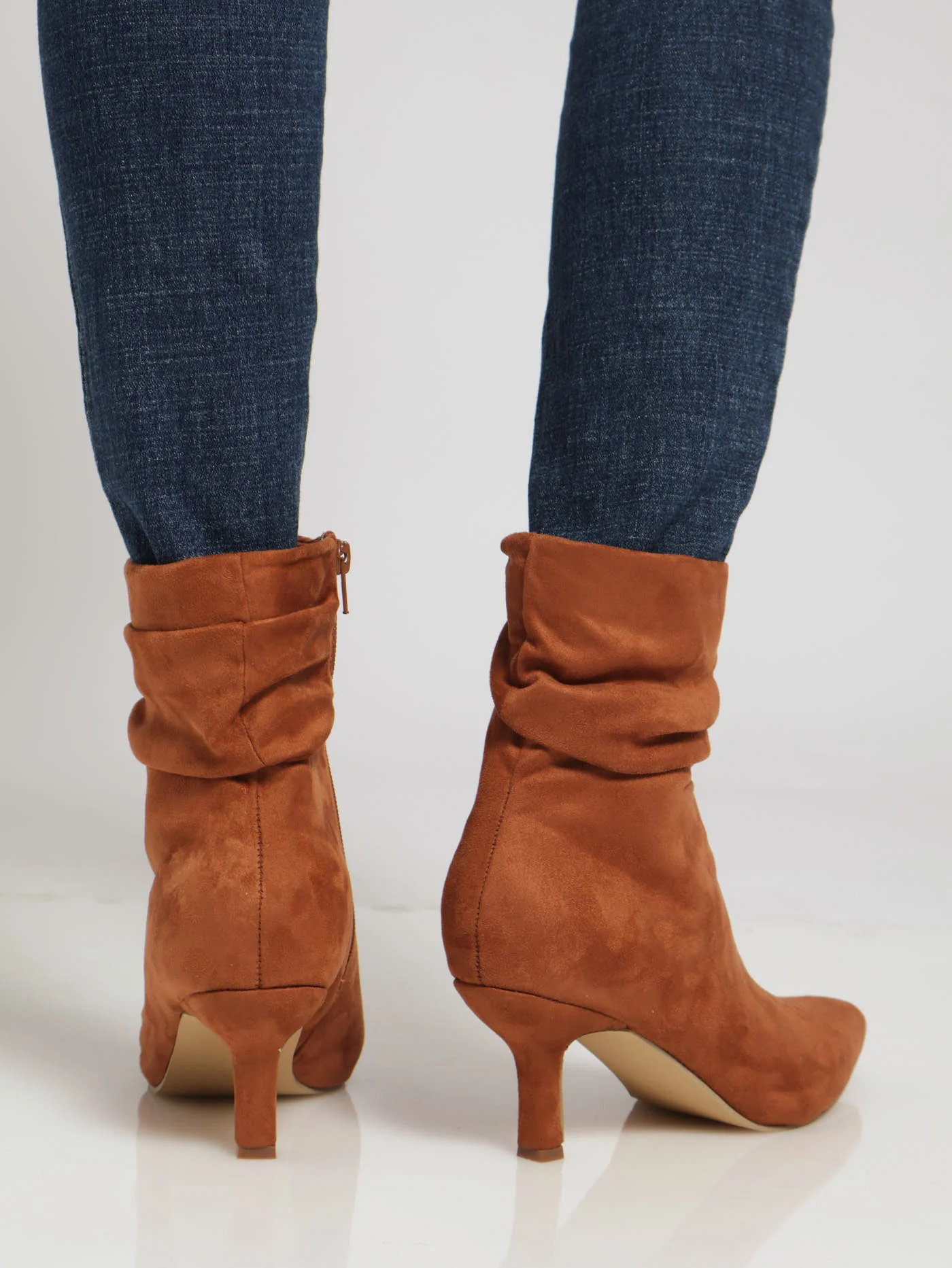 Heeled Ankle Pointy Slouch Boot - Brown - Image 2