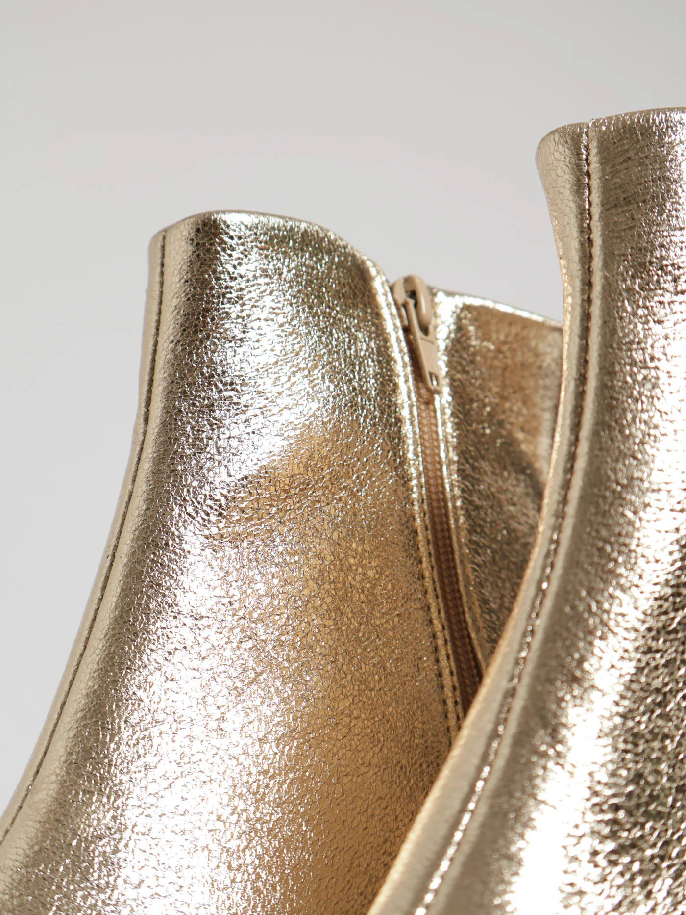 Heeled Ankle Square Toe Metallic Boot - Gold - Image 5