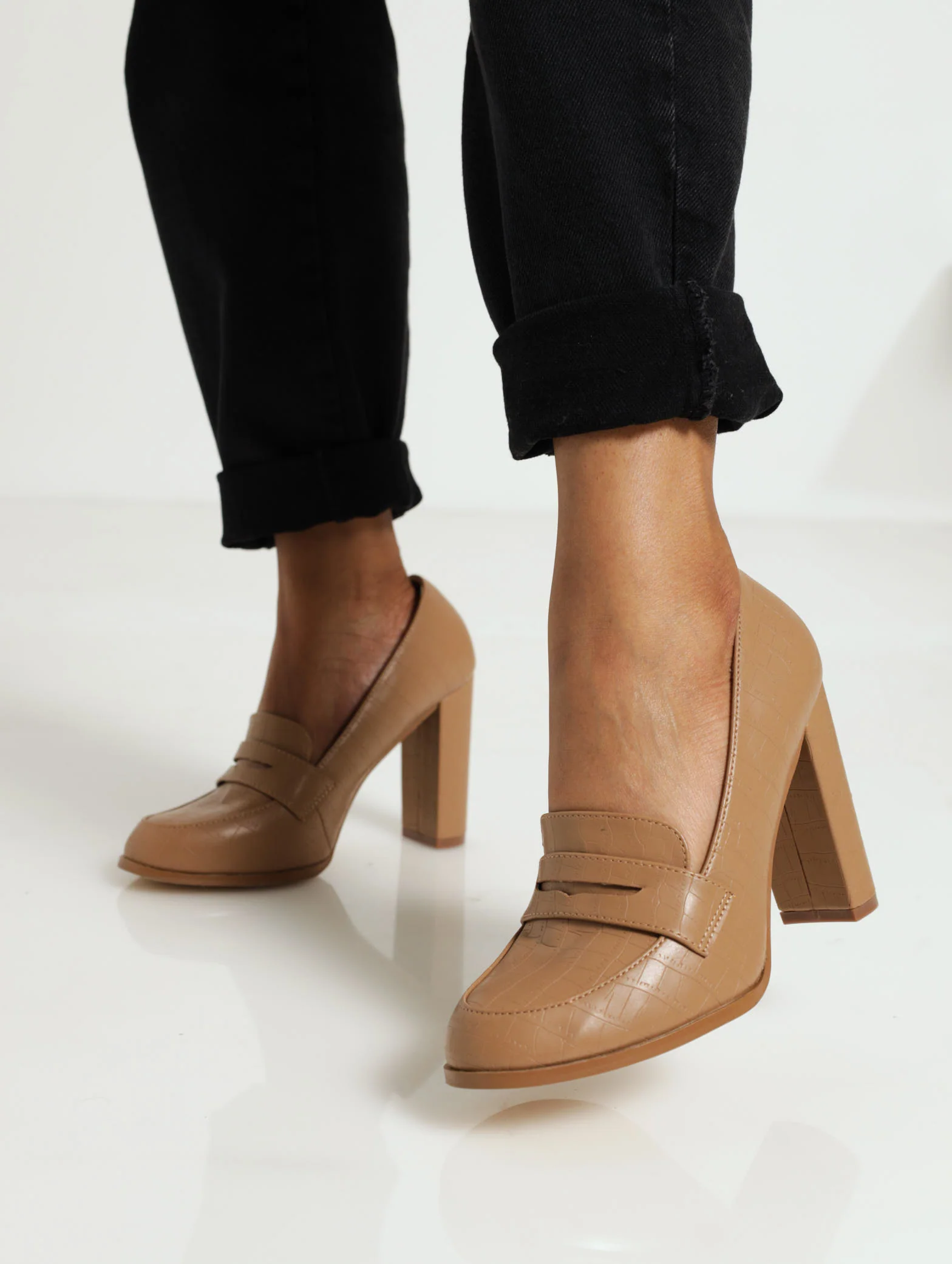 Hi Block Loafer Court Heel