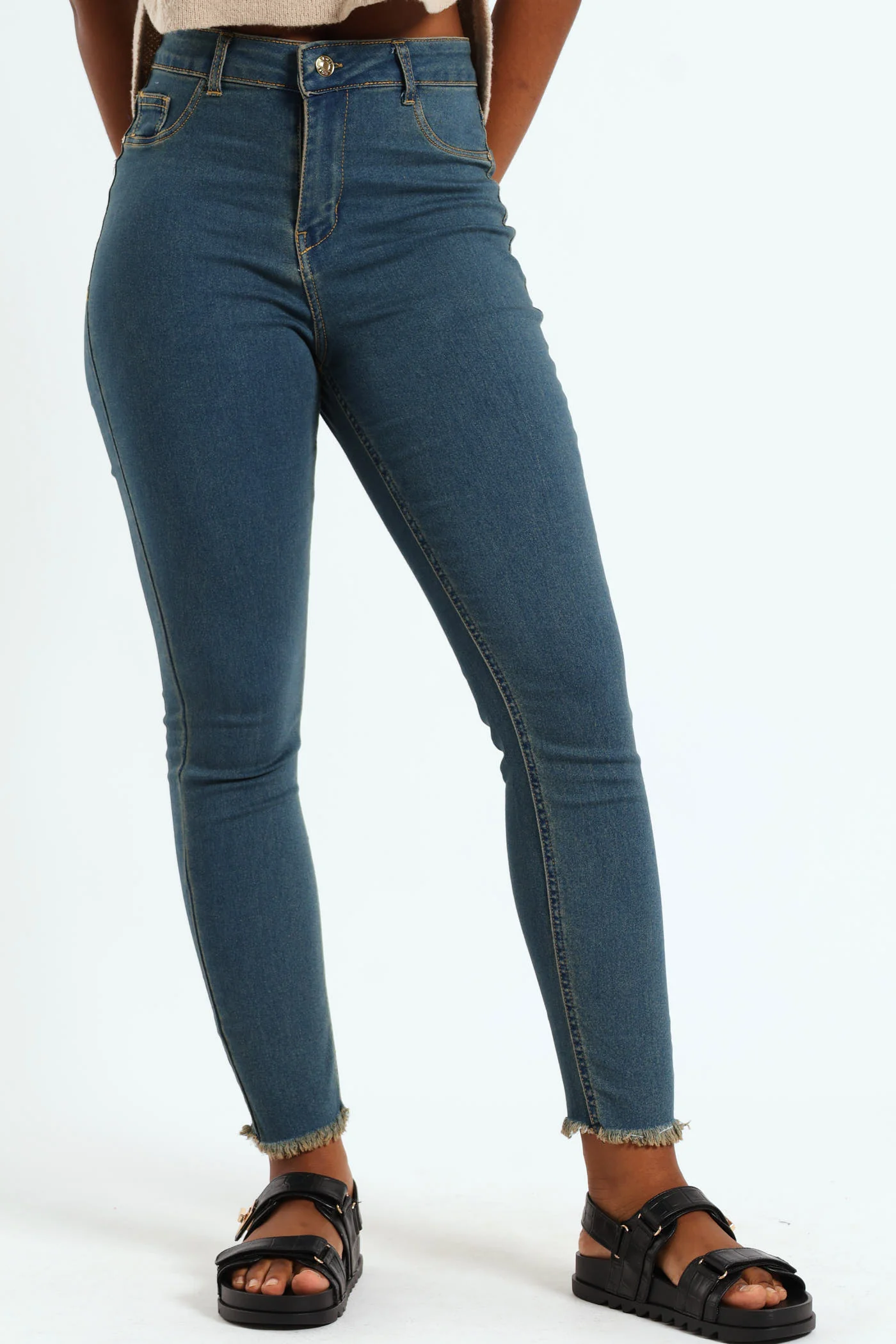 Hi Rise Ankle Grazer Skinny Jean - Tea Stain