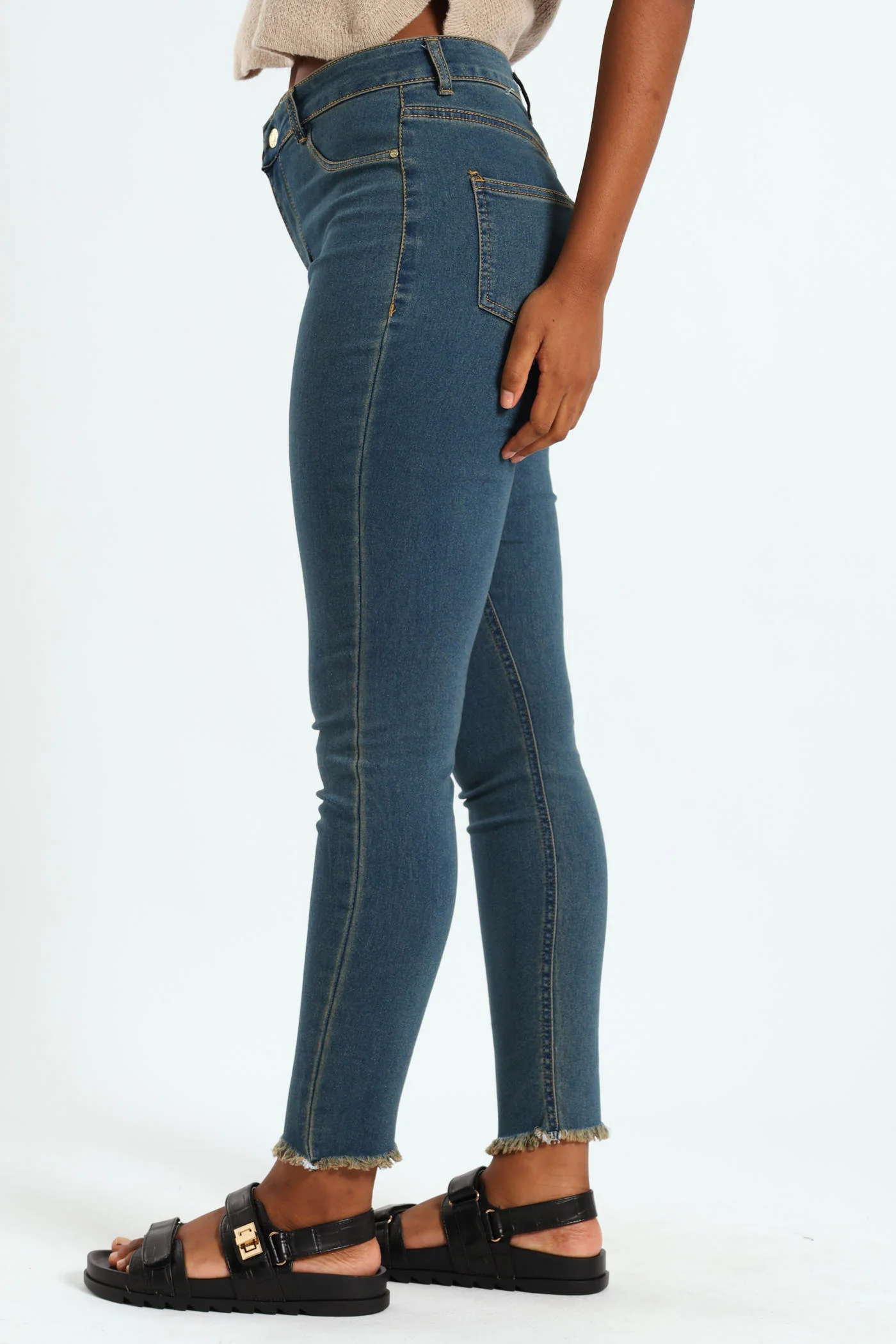 Hi Rise Ankle Grazer Skinny Jean - Tea Stain - Image 3