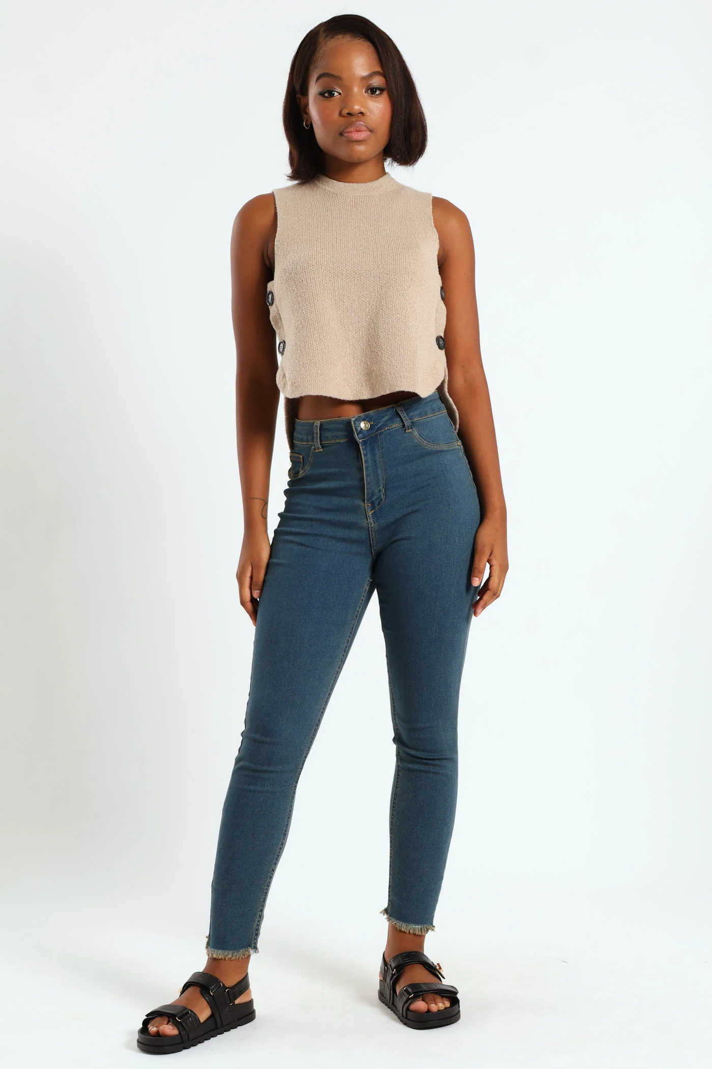 Hi Rise Ankle Grazer Skinny Jean - Tea Stain - Image 4