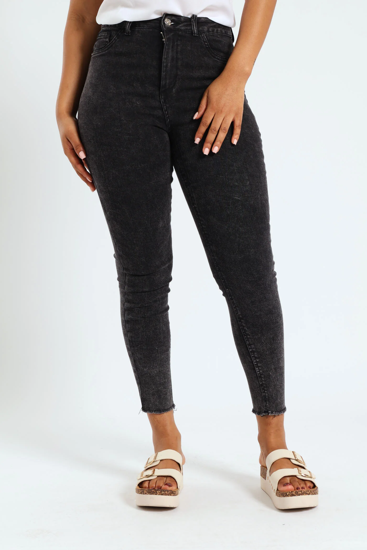 Hi-Rise Ankle Grazer Skinny Jean - Black Acid Wash