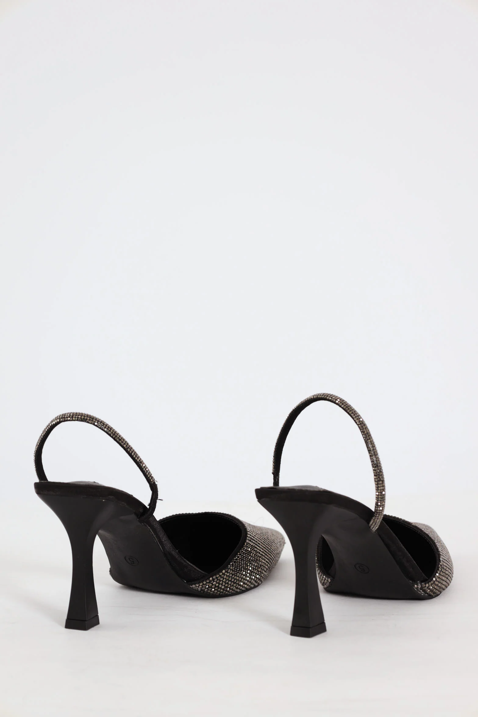 Hi Shape Full Diamante Pointy Slingback Court Heel - Gunmetal - Image 6