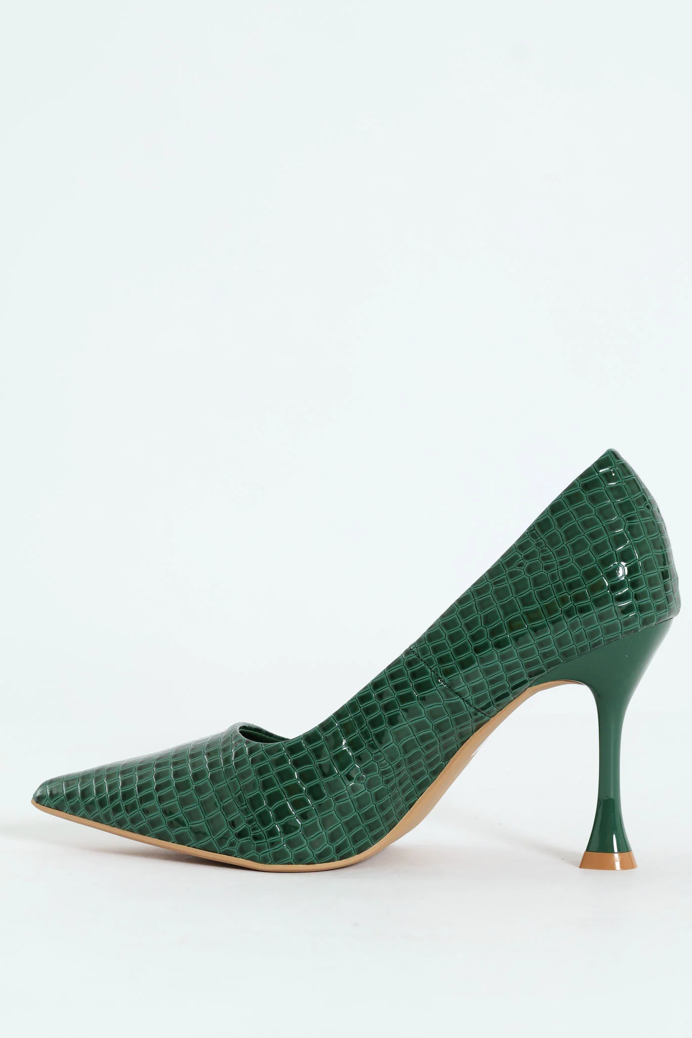 Hi Shaped Classic Full Court Croc Patent Heel - Emerald - Image 3