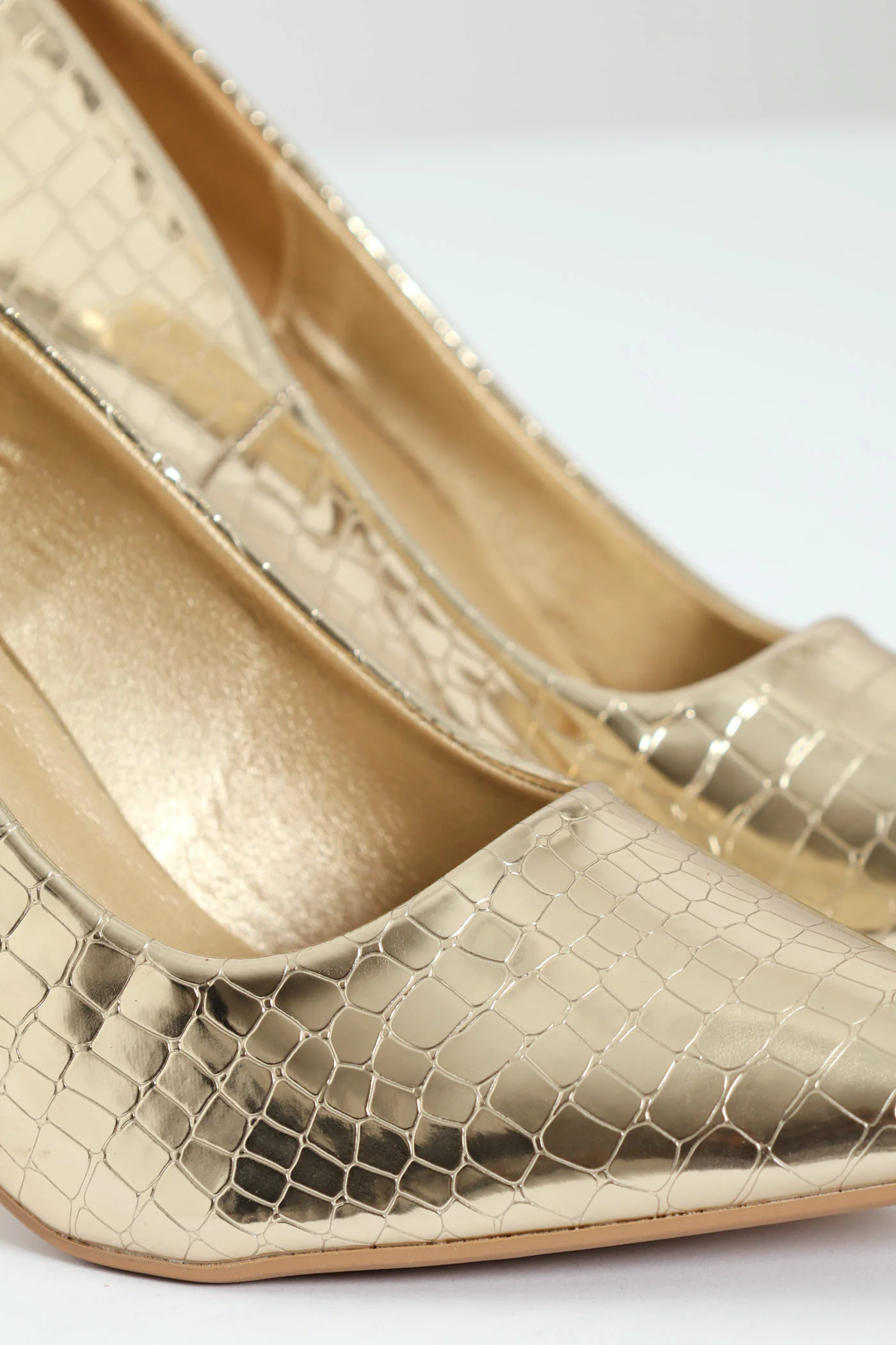 Hi Shaped Croc Patent Classic Full Court Heel - Gold - Image 2